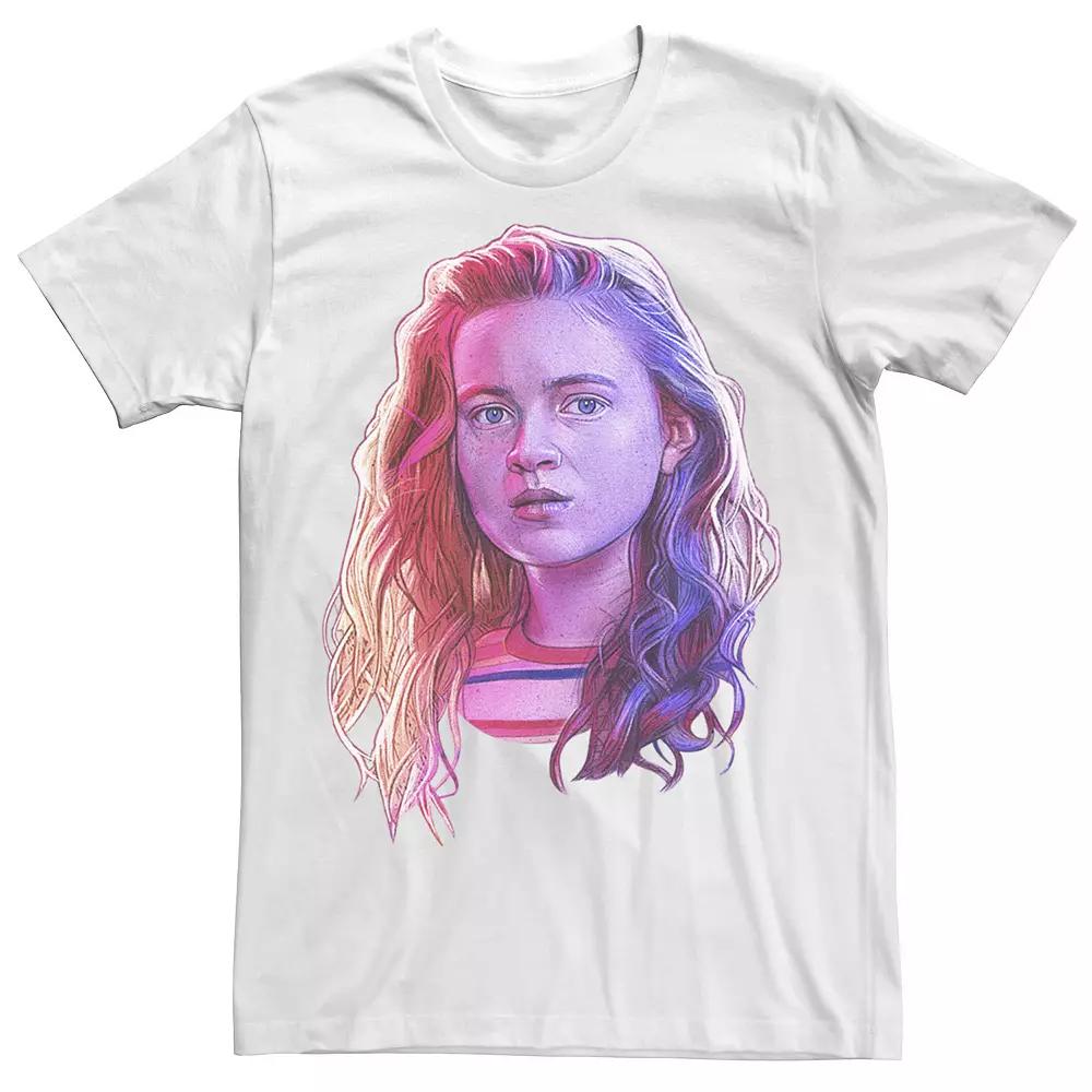 Men's Stranger Things Max Large Rose Tone Portrait Tee, White Product Image