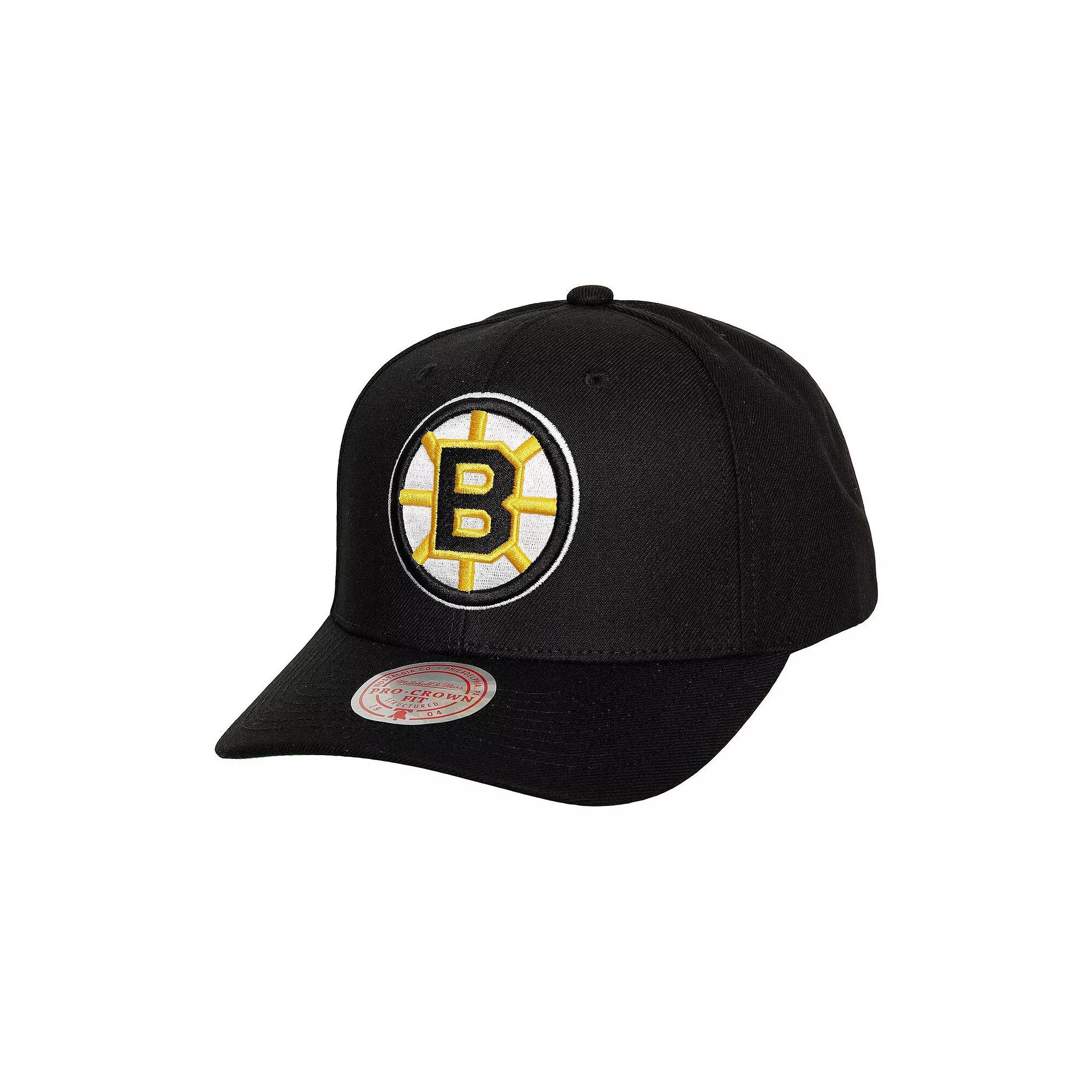 Men's Mitchell & Ness Black Boston Bruins Team Ground Pro Adjustable Hat Product Image