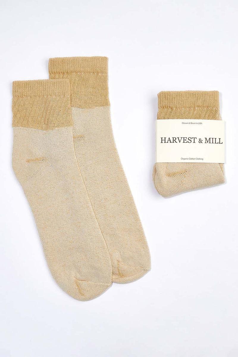 Men's Organic Cotton Socks Tan-Green Ankle Product Image