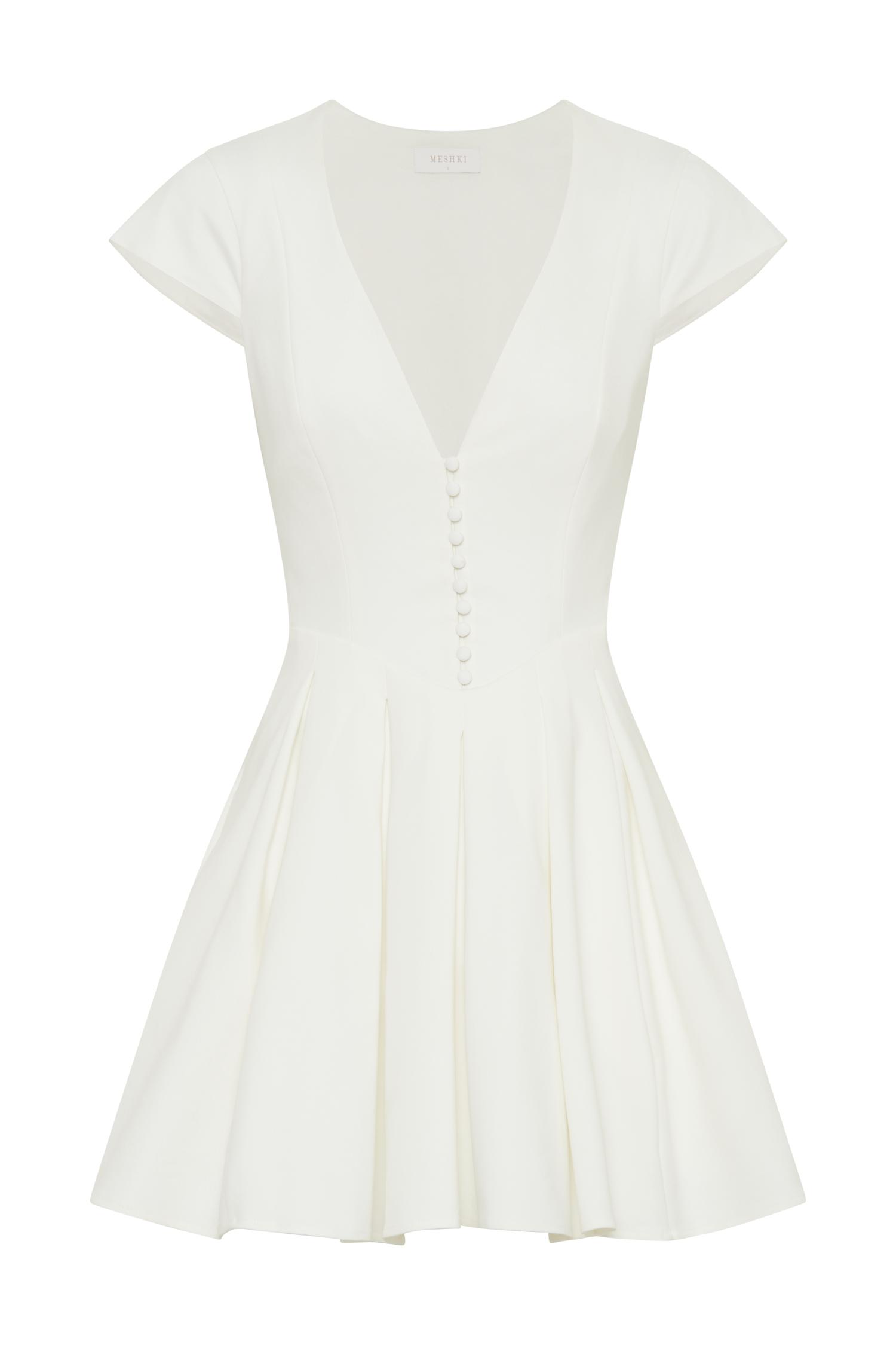 Keely Cotton Cap Sleeve Mini Dress - White Product Image
