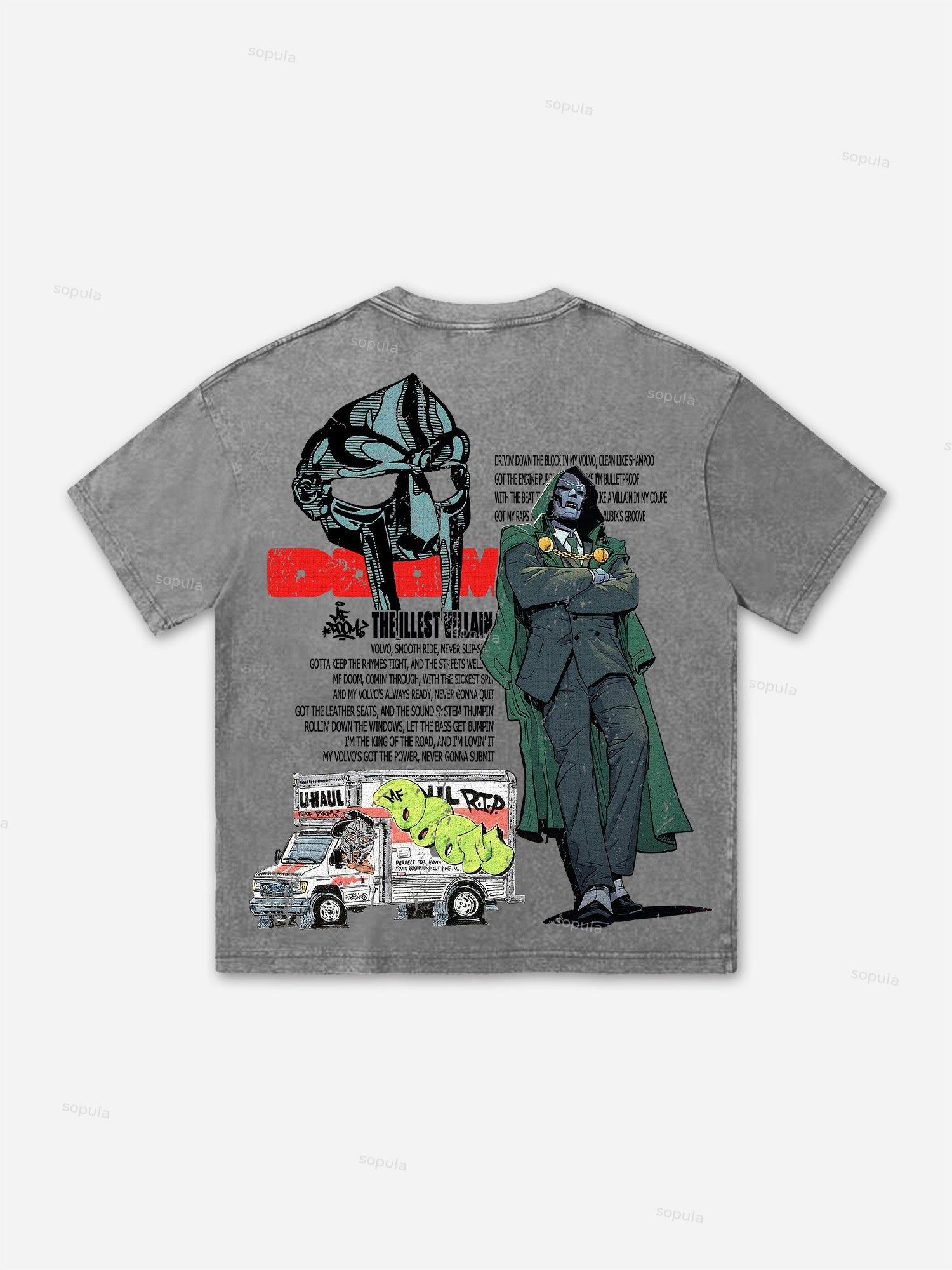 Sopula Vintage The Illest Villain Mf Doom Graphic Print Acid Washed T-Shirt Product Image