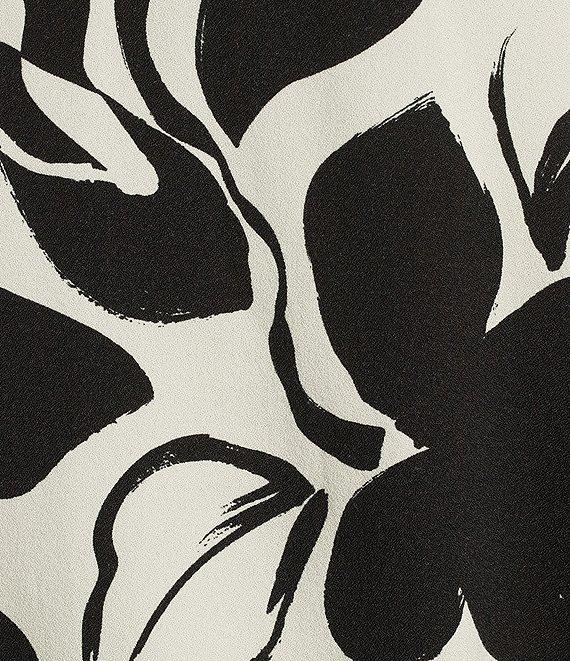 Bryn Walker Woven Lucinda Floral Petal Print Round Neck 3/4 Sleeve Hi-Low Hem Shirt Product Image