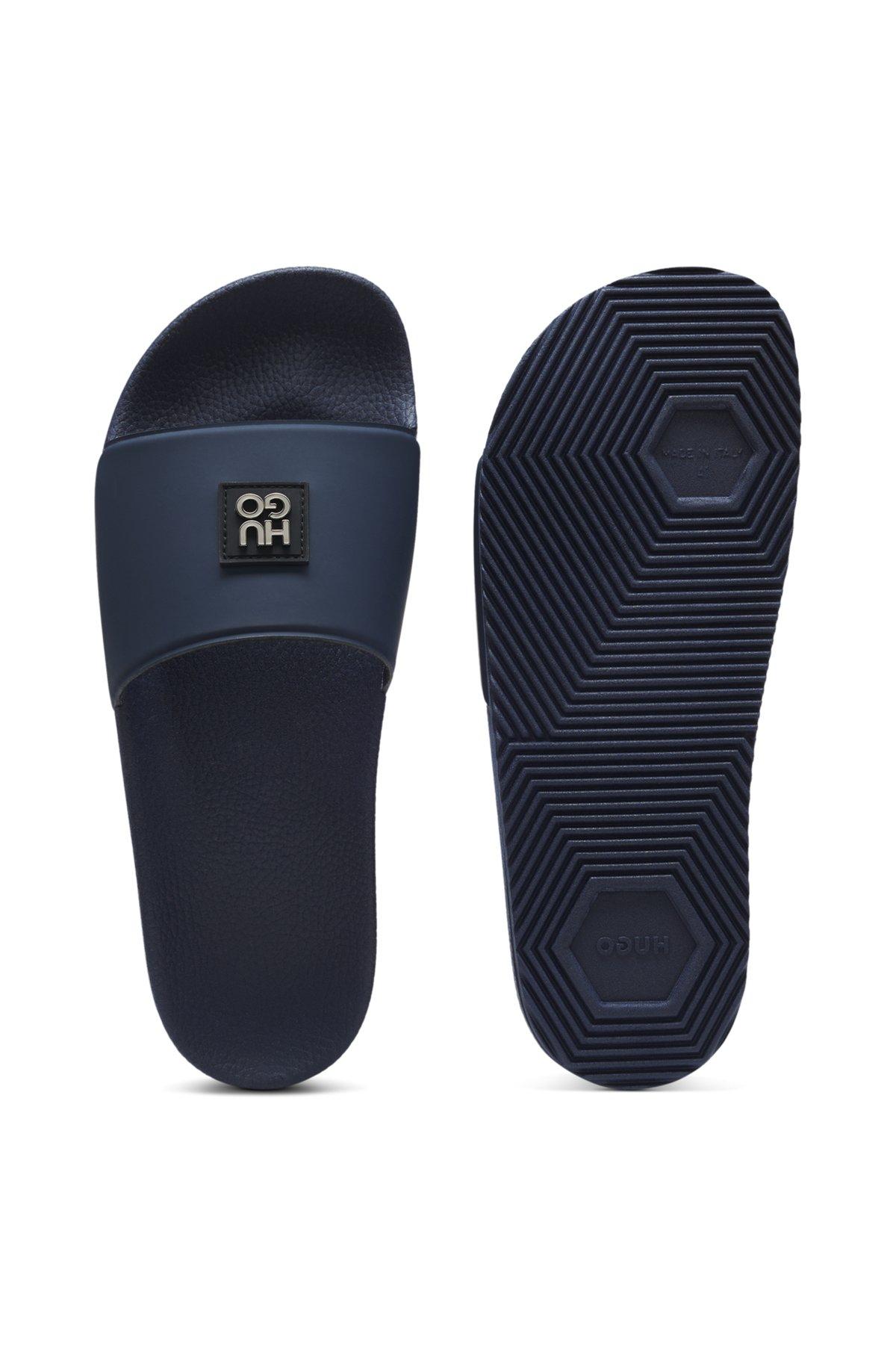 Italian-made slides with contrast-logo strap Product Image