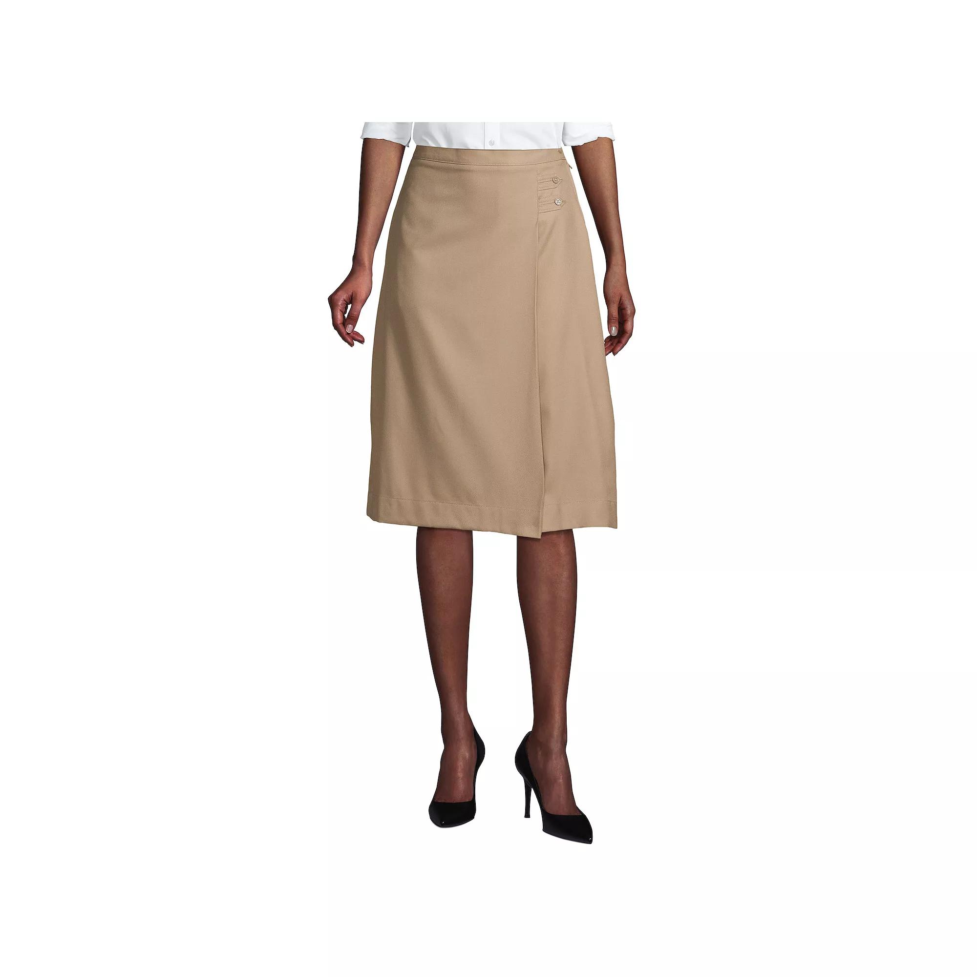 Women's Lands' End Solid Below the Knee A-line Skirt, Size: 14, Green Product Image