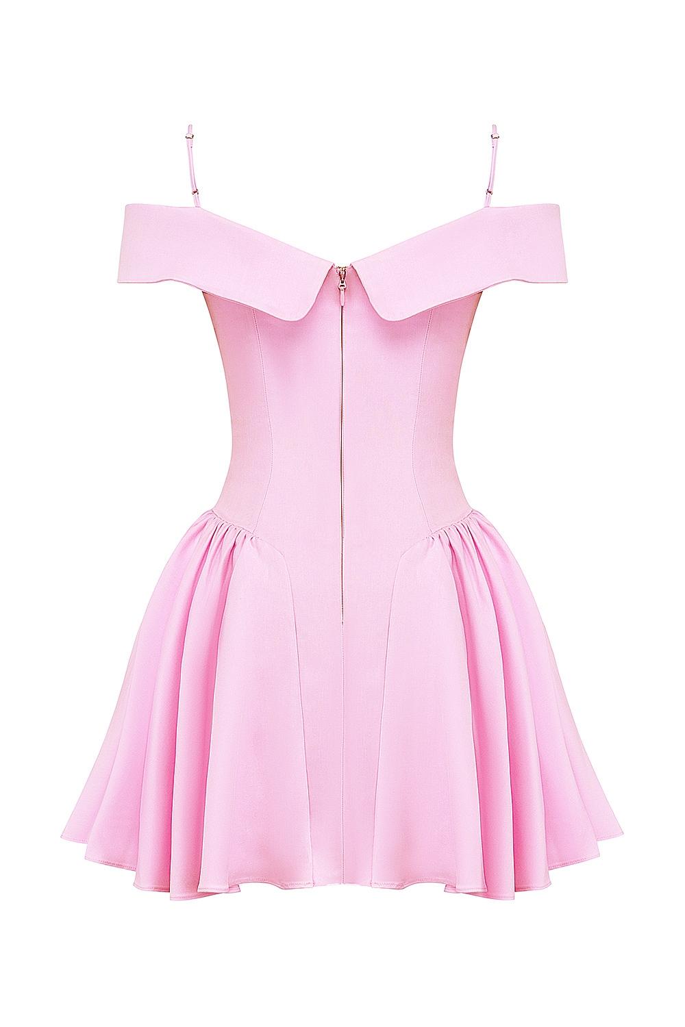 Elida  cotton candy twill off shoulder mini dress Product Image