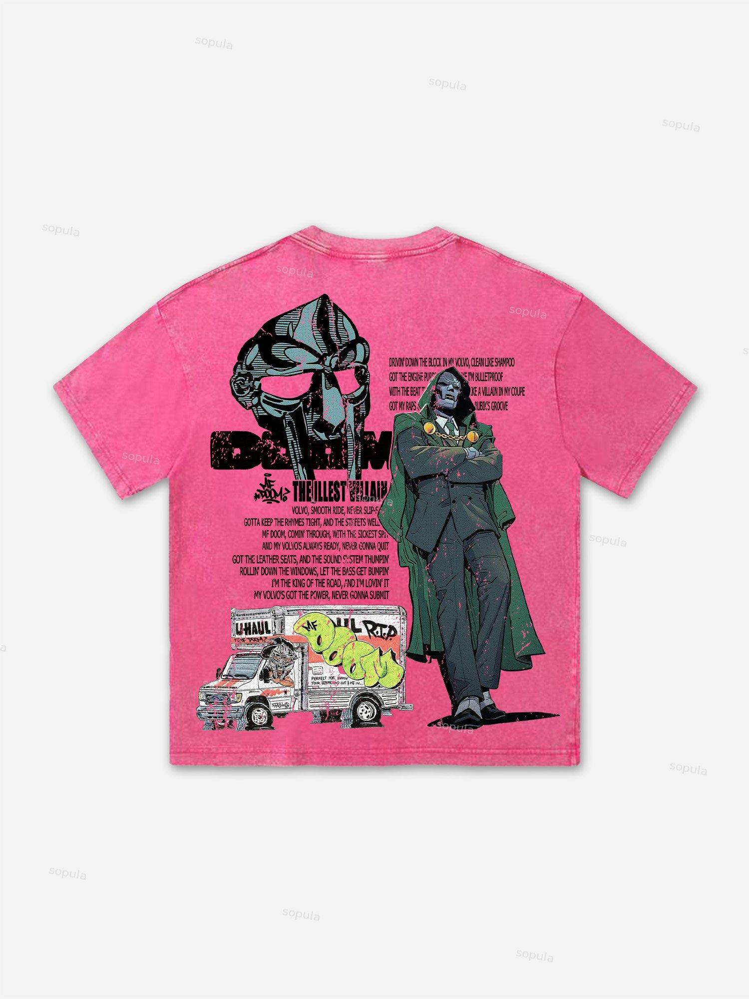 Sopula Vintage The Illest Villain Mf Doom Graphic Print Acid Washed T-Shirt Product Image