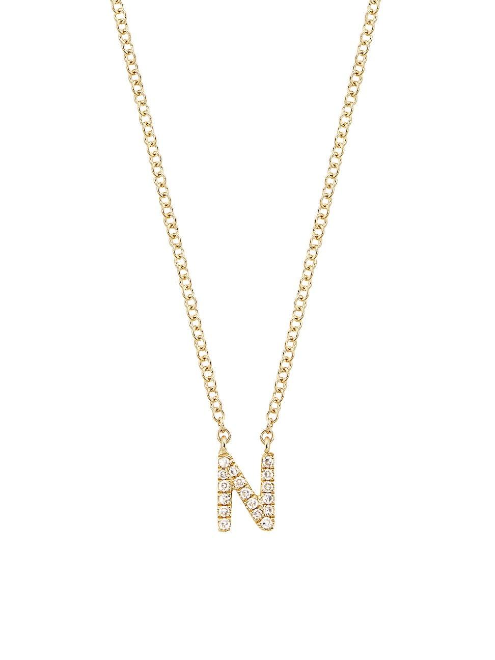 Womens 14K Yellow Gold & 0.03 TCW Diamond Initial Pendant Necklace Product Image