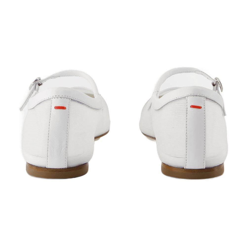 AEYDE Round Toe Ballerina Shoes With Contrast Piping In White Product Image