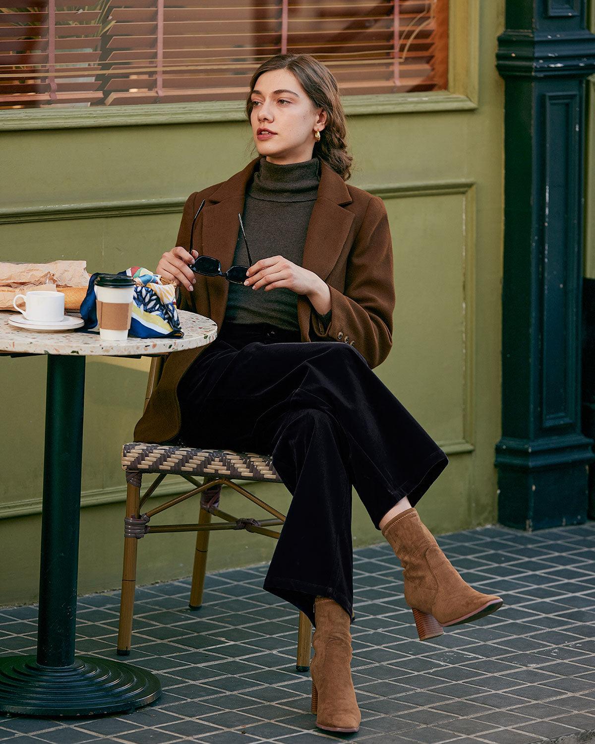 Black High Waisted Pleated Wide Leg Pants Female Product Image