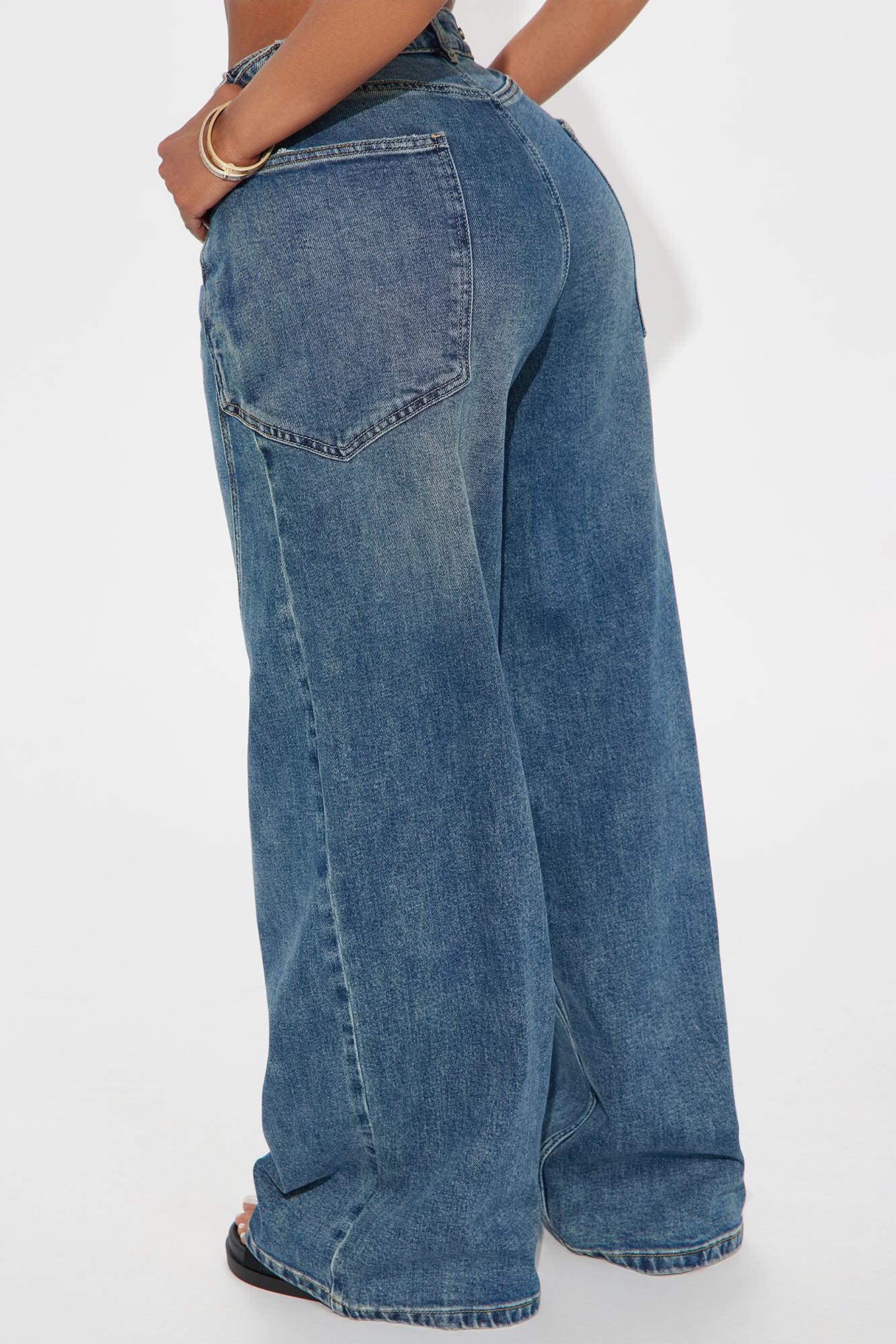 Taking Space Baggy Jeans - Dark Wash Female Product Image