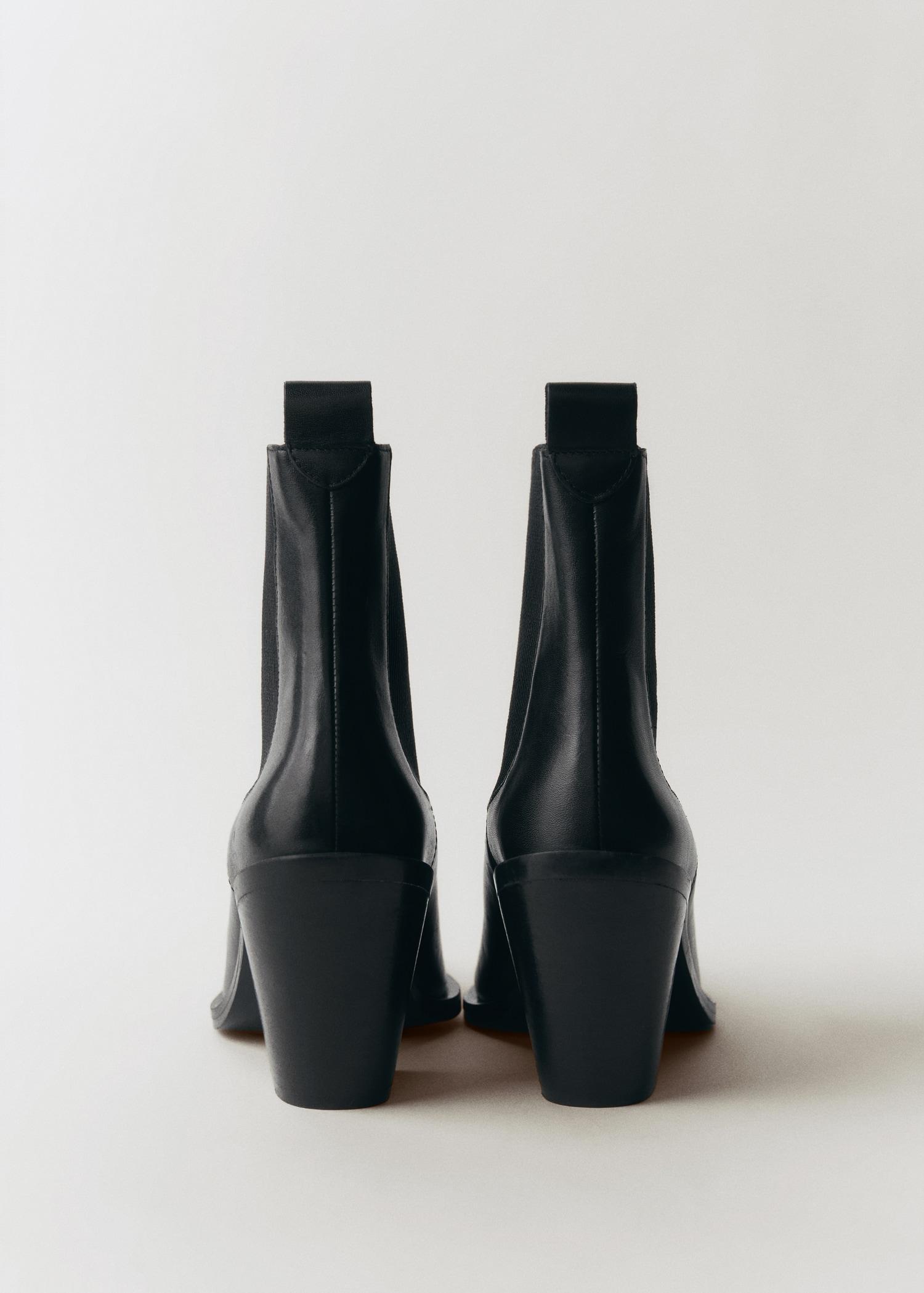 Leather pointed ankle boots - Women | MANGO USA Product Image