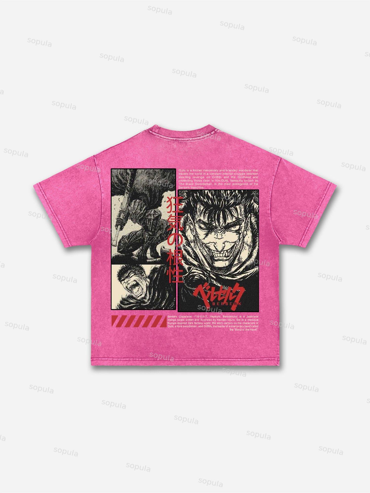Berserk Manga Graphic Acid Wash T-shirt Product Image