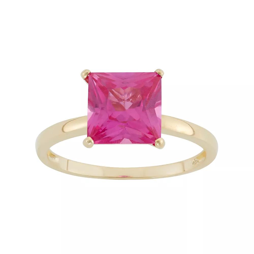 Designs by Gioelli Lab-Created Pink Sapphire 10k Gold Ring, Women's, Size: 6 Product Image
