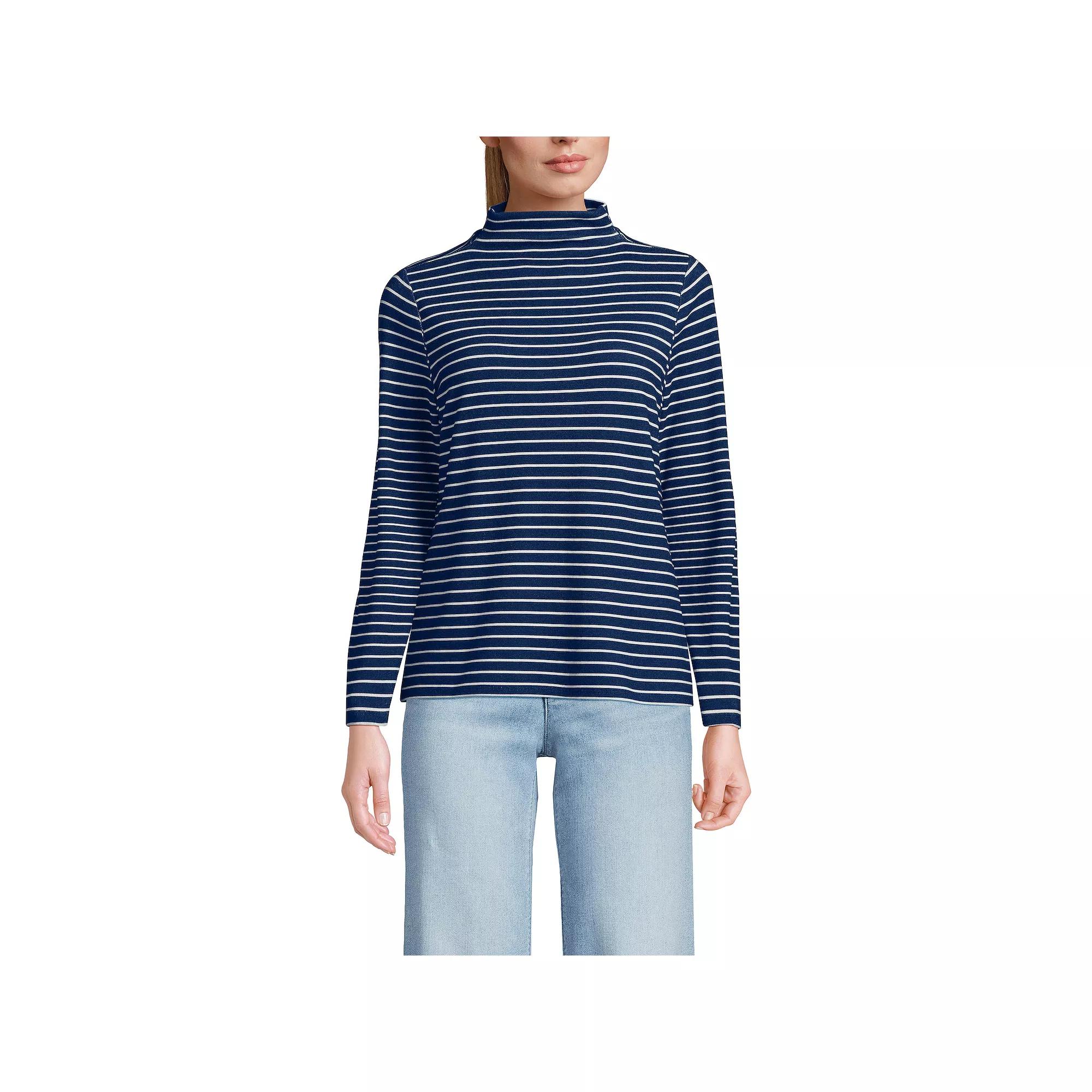 Women's Lands' End Rib Skimming Long Sleeve Mock Neck Top,  Product Image