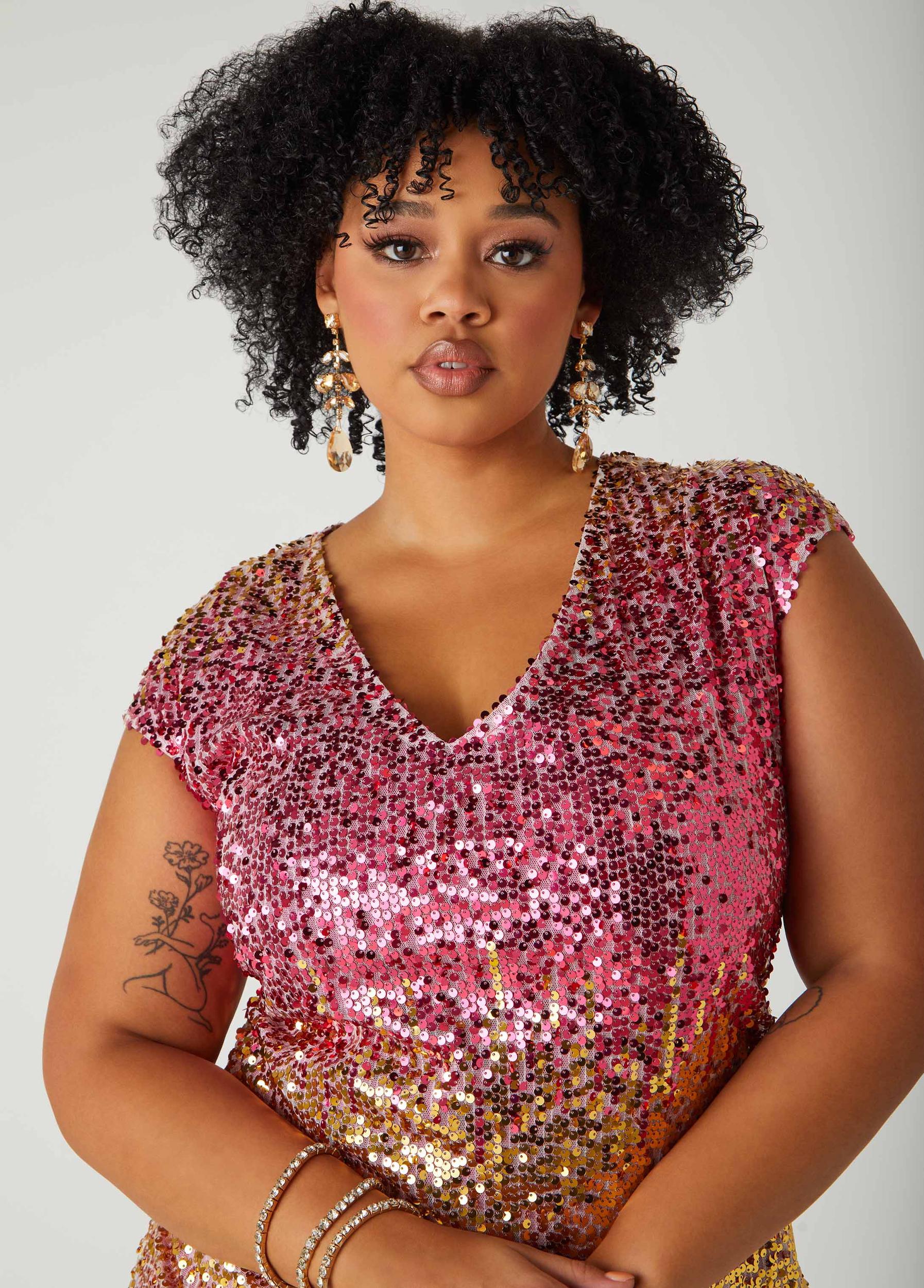 Ombre Sequin Shift Dress Product Image