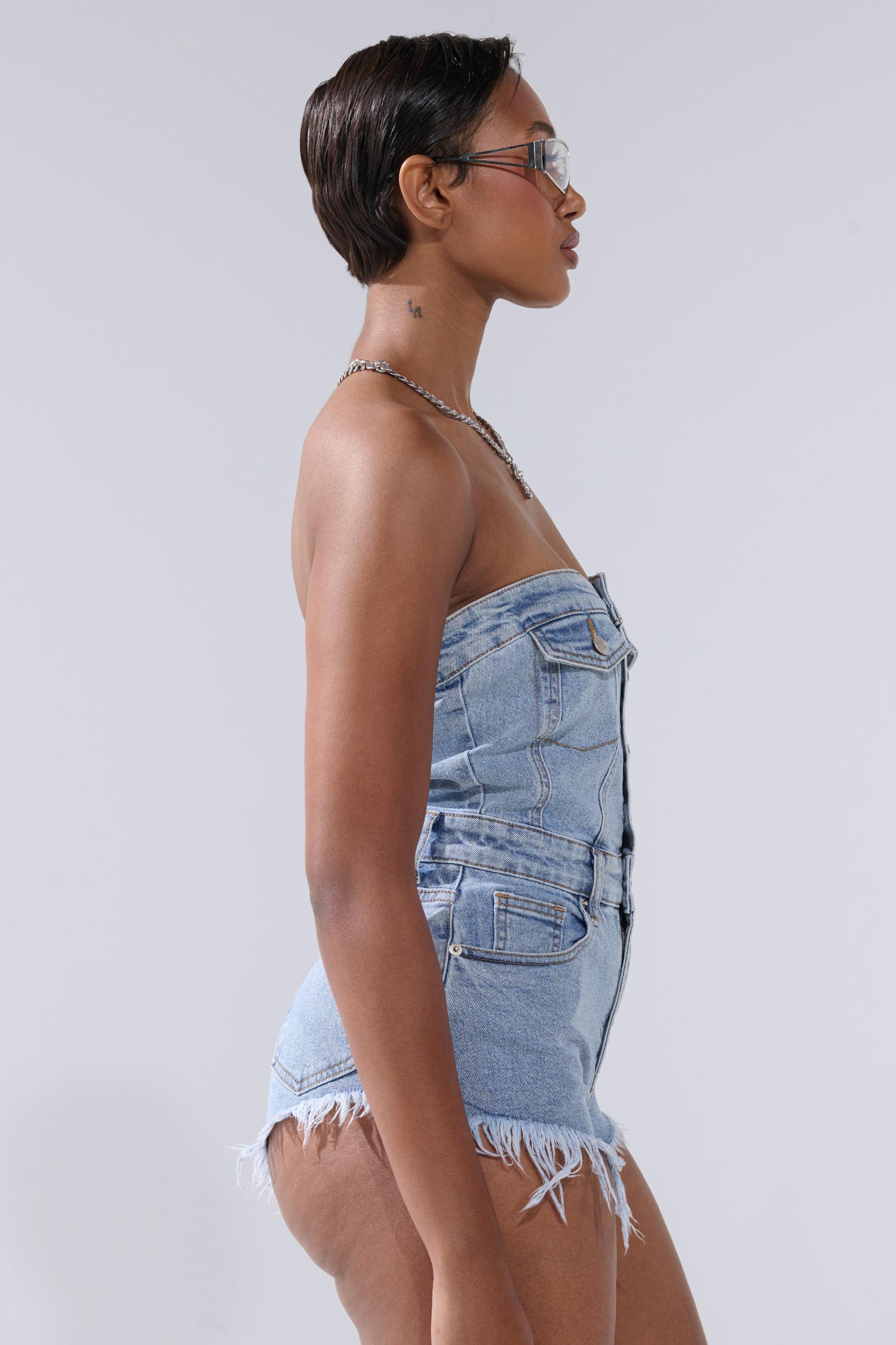COOL IT COWBOY DENIM ROMPER Product Image