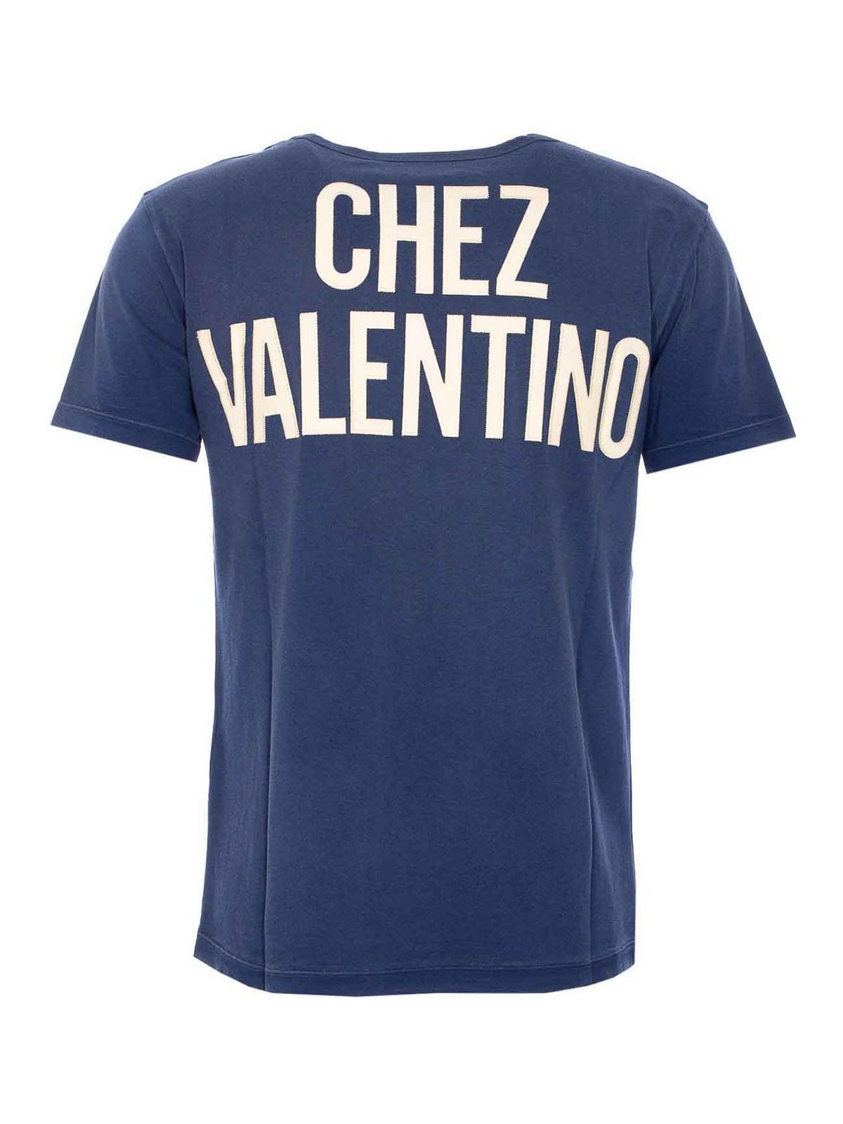 VALENTINO Garavani Navy Cotton T-shirt In Blue Product Image
