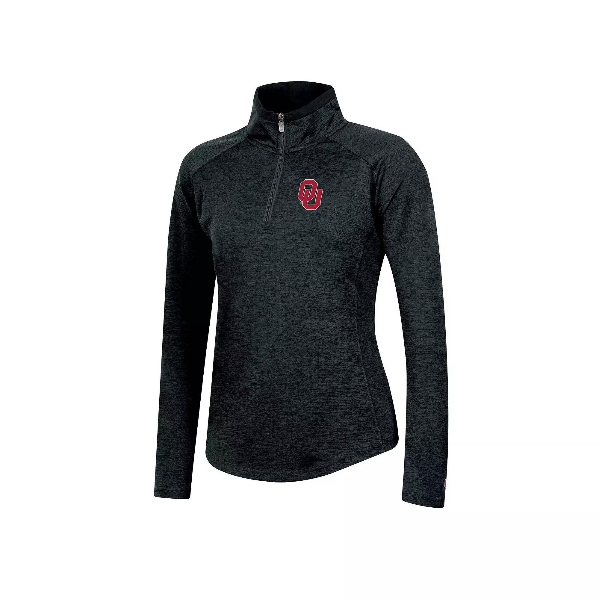 Women's Champion Heathered Black Oklahoma Sooners Core Raglan Quarter-Zip Jacket,  Product Image