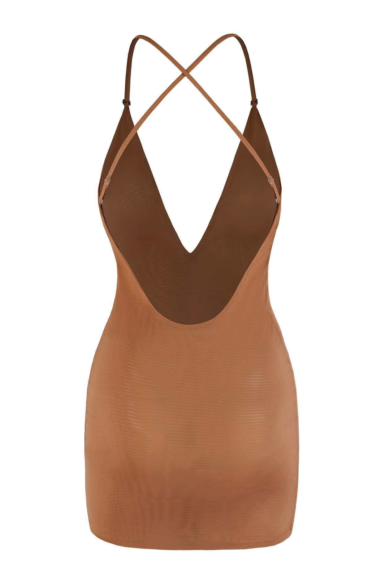 Intimates Soft Mesh Multiway Mini Dress in Chestnut Product Image