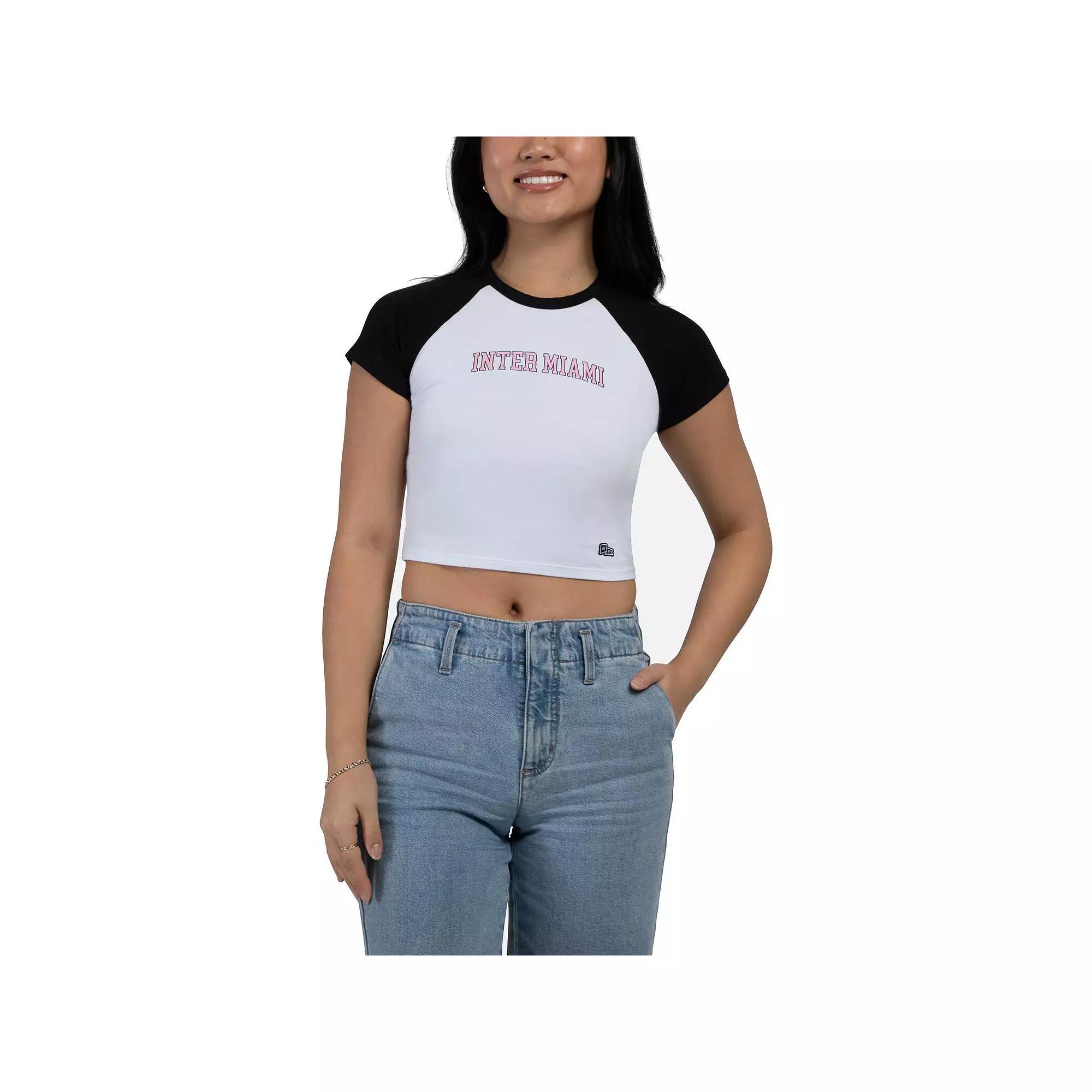 Women's Hype and Vice Black Inter Miami CF Homerun Cropped Raglan T-Shirt, Size: 2XL, Mls Black Product Image