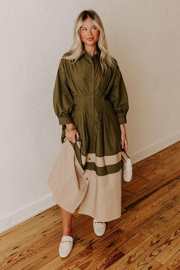 Hopeless Romantic Button Down Midi in Army Green Product Image