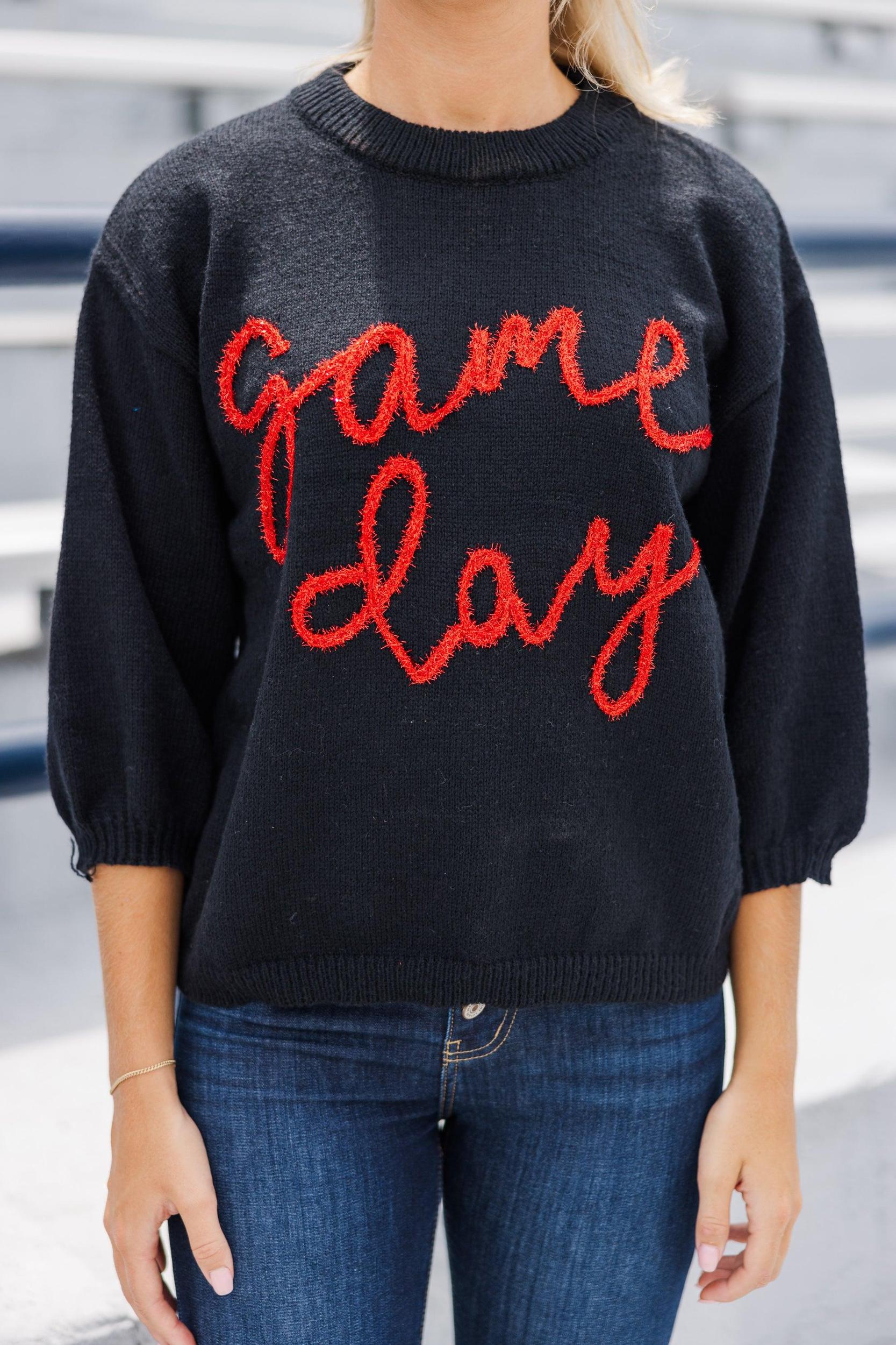To The Stadium Black Game Day Puff Sleeve Sweater Female Product Image
