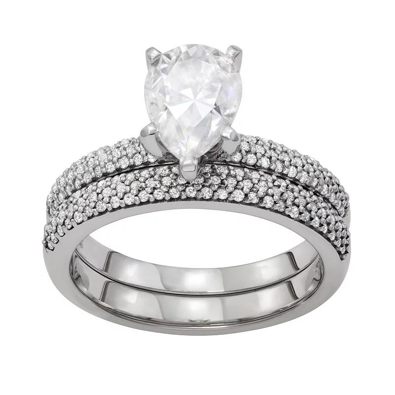 Charles & Colvard 14k White Gold 2 3/8 Carat T.W. Lab Created Moissanite Engagement Ring Set, Women's, Size: 6, 14k Whgold Product Image