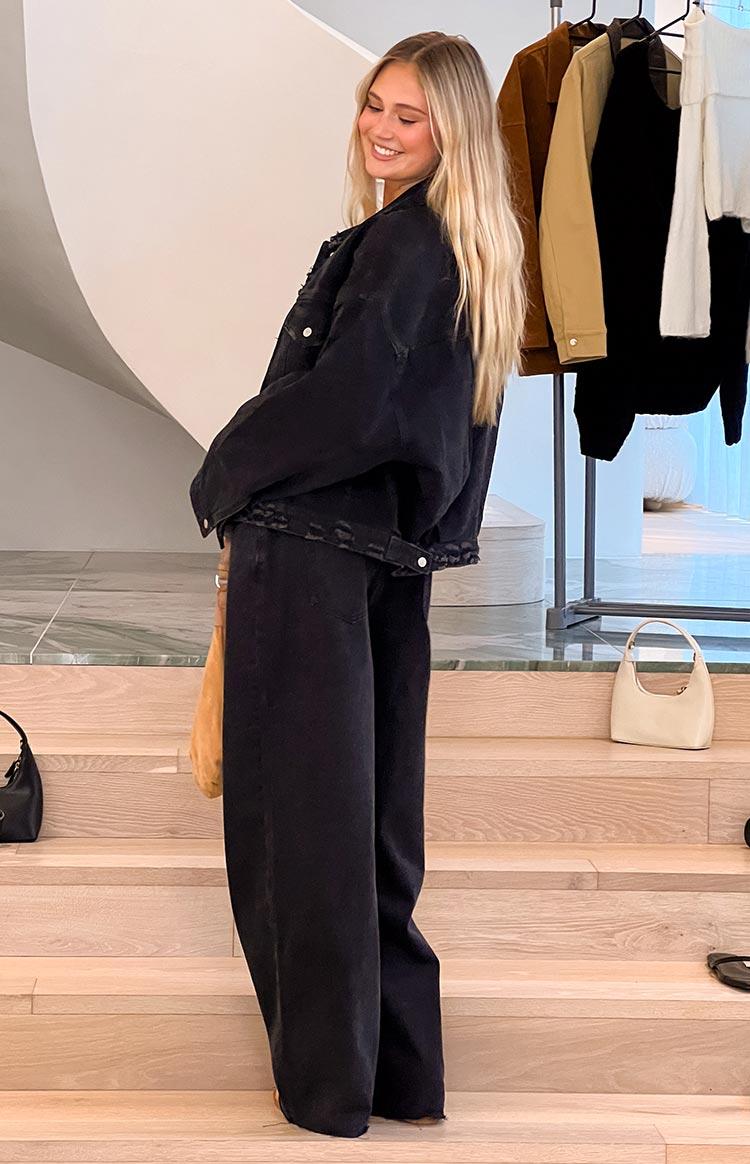 She's Yours Black Wide Leg Boyfriend Jeans Girls Product Image