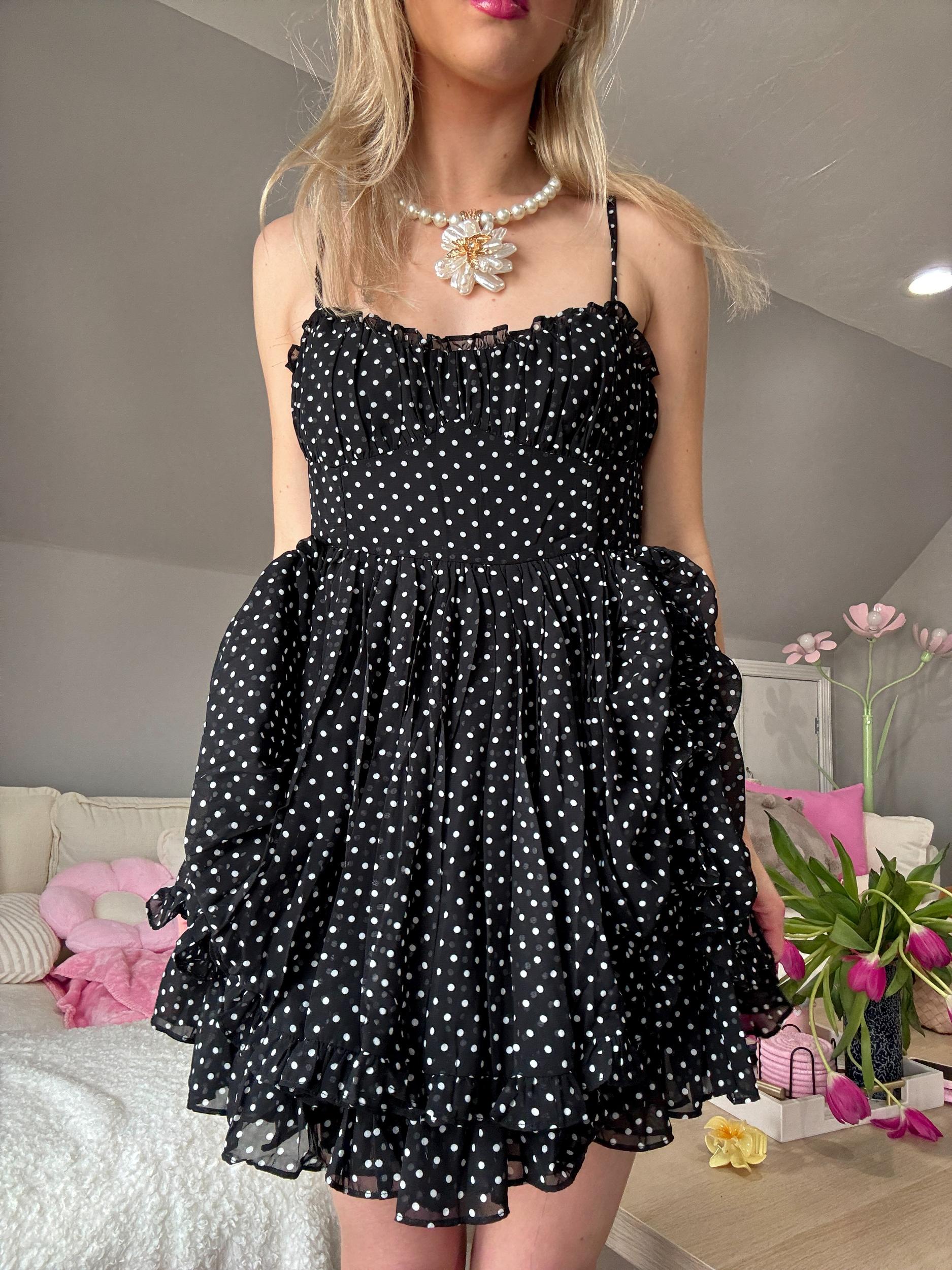 Noire Black Polka Dot Dress Product Image