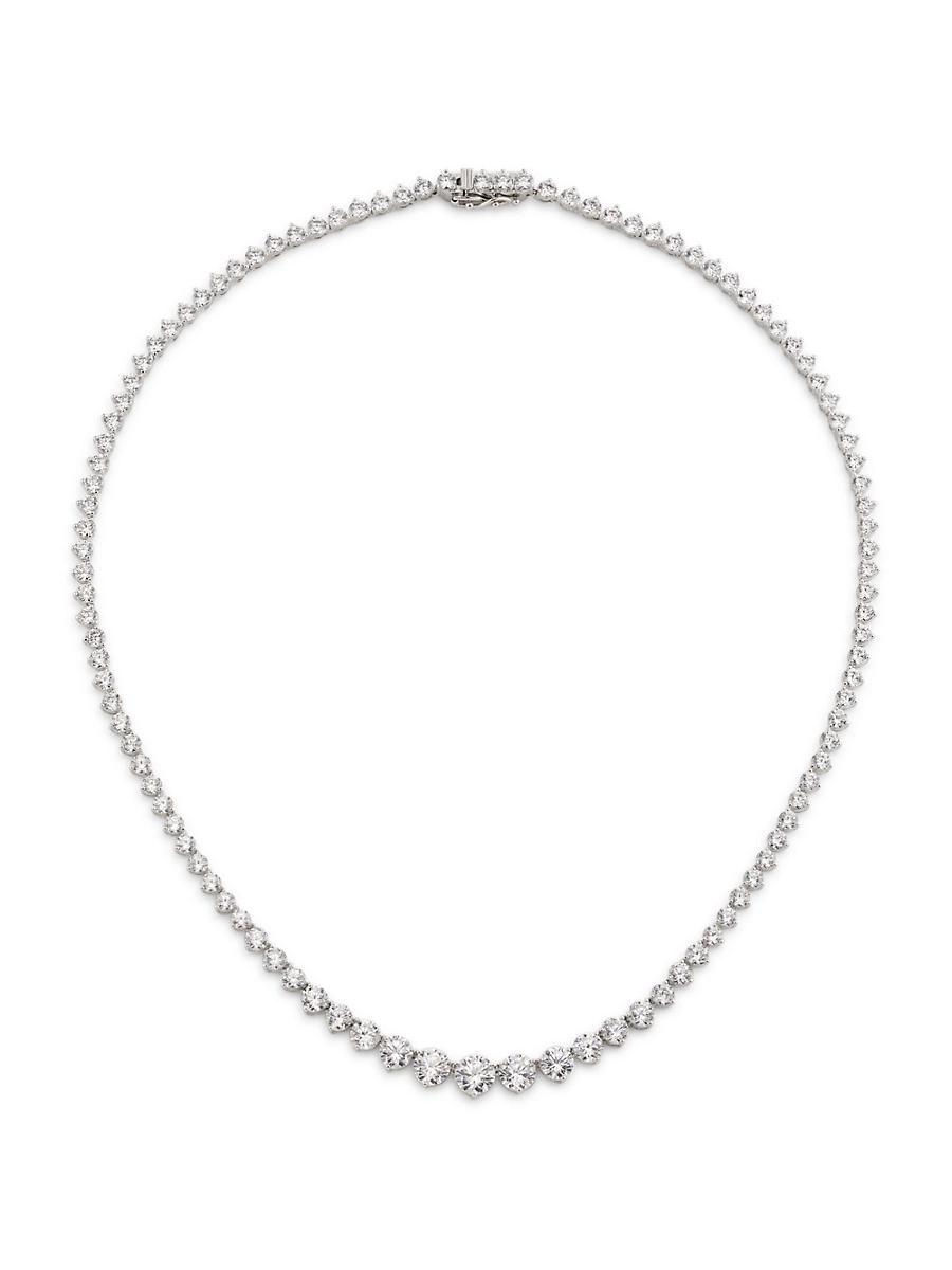 Womens Perfect Rhodium-Plated & Cubic Zirconia Graduated Tennis Necklace Product Image