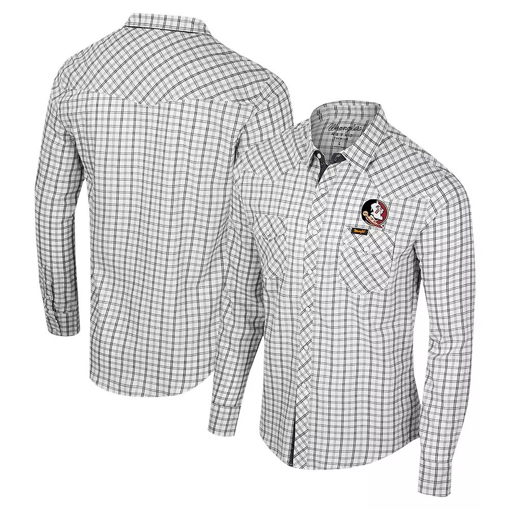 Men's Colosseum x Wrangler White Florida State Seminoles Plaid Window Pane Long Sleeve Full-Snap Shirt, Size: XL Product Image
