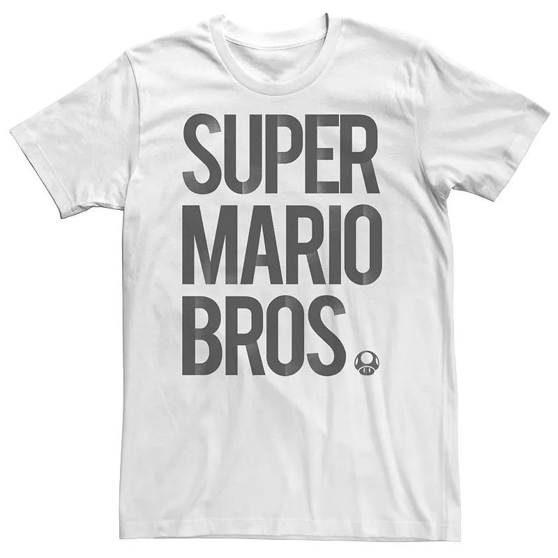 Big & Tall Nintendo Super Mario Bros Word Stack Simple Title Tee, Men's, Size: 5XL, White Product Image