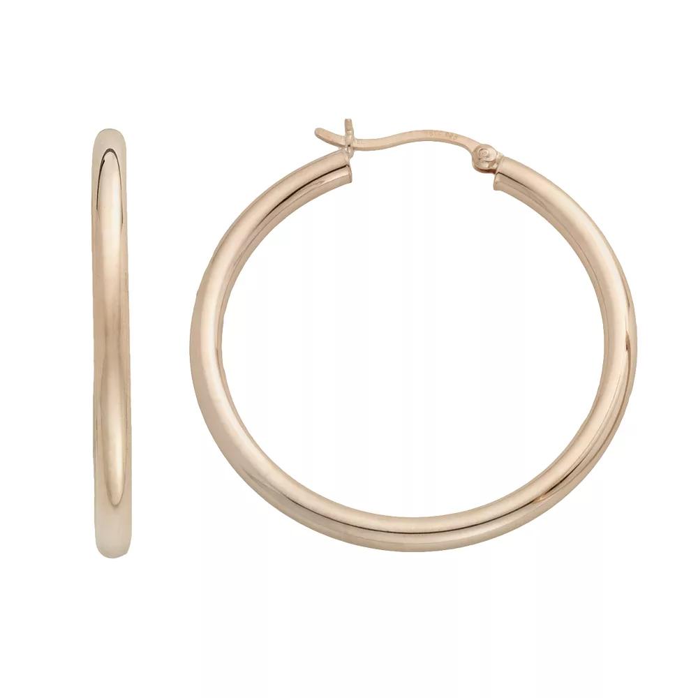 Platinum Over Silver Hoop Earrings, Womens Product Image