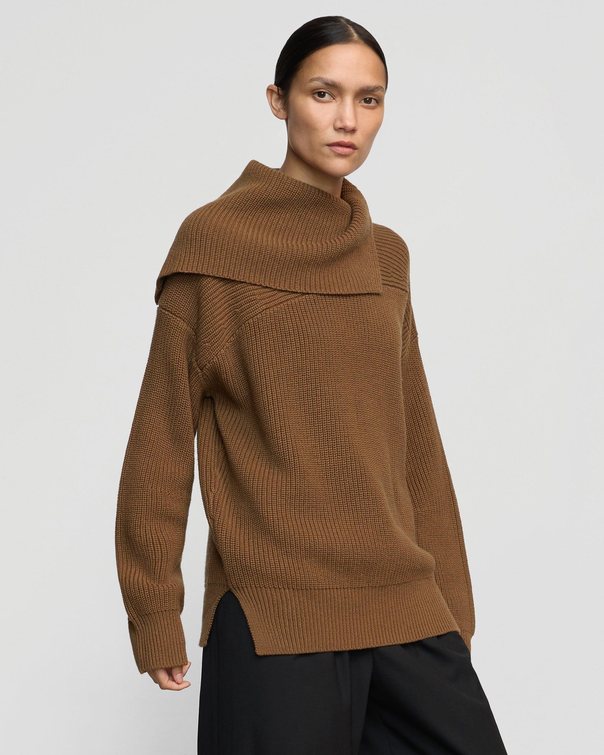 Ezra Organic Cotton-Wool Foldover-Collar Sweater Product Image