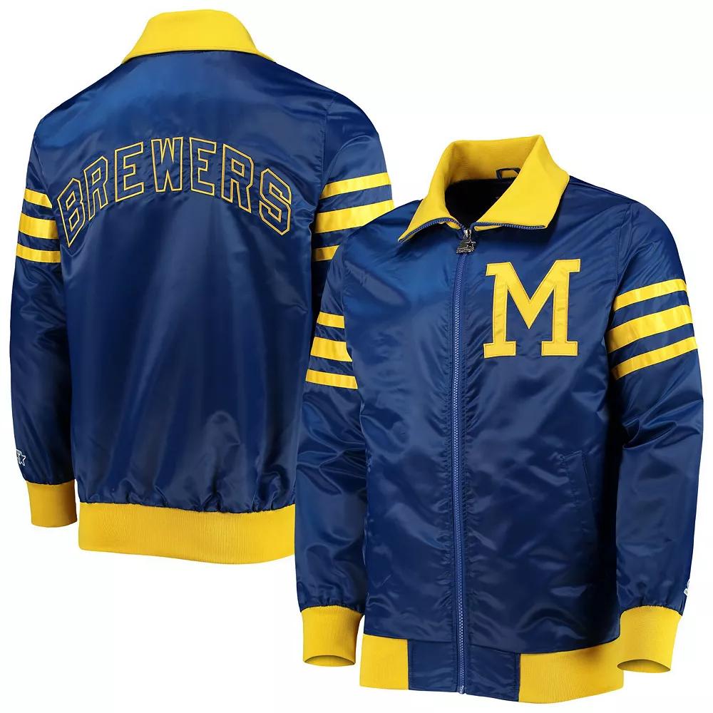 Men's Starter Royal Milwaukee Brewers The Captain III Full-Zip Varsity Jacket, Size: Medium, Blue Product Image