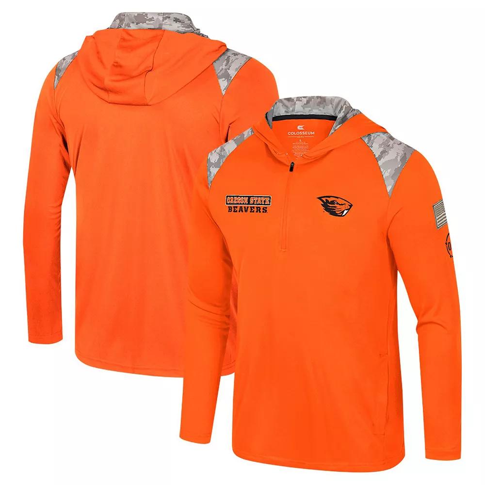 Men's Colosseum Orange Oregon State Beavers OHT Military Appreciation Quarter-Zip Hoodie Jacket,  Product Image
