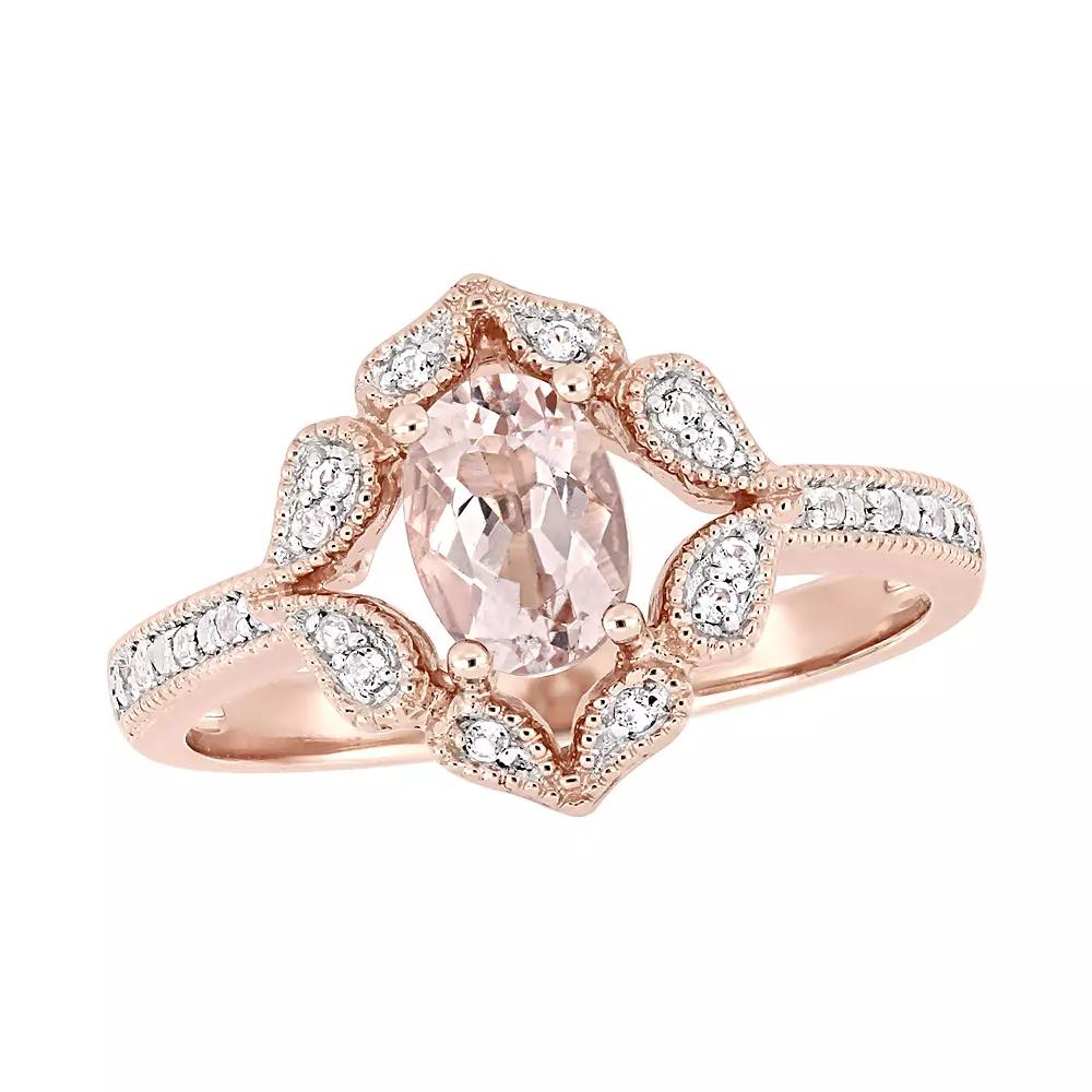 Stella Grace 14k Rose Gold Morganite & White Topaz Floral Ring, Women's, Size: 9, 14k Pink Product Image