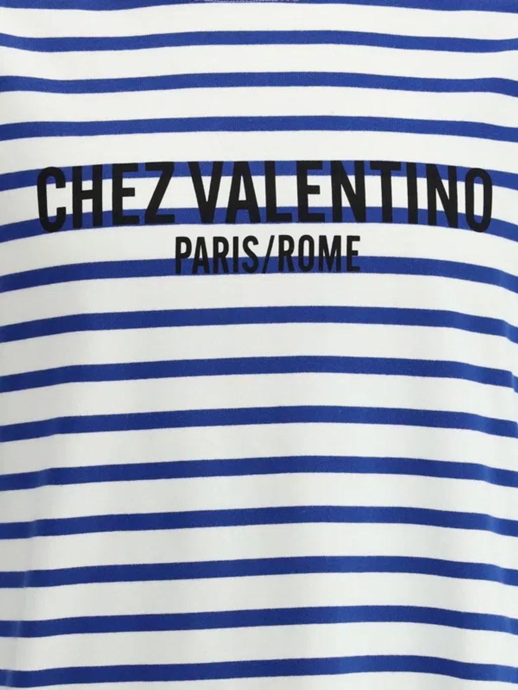 VALENTINO Garavani Men Embroidered Cotton T-shirt In Stripped Product Image