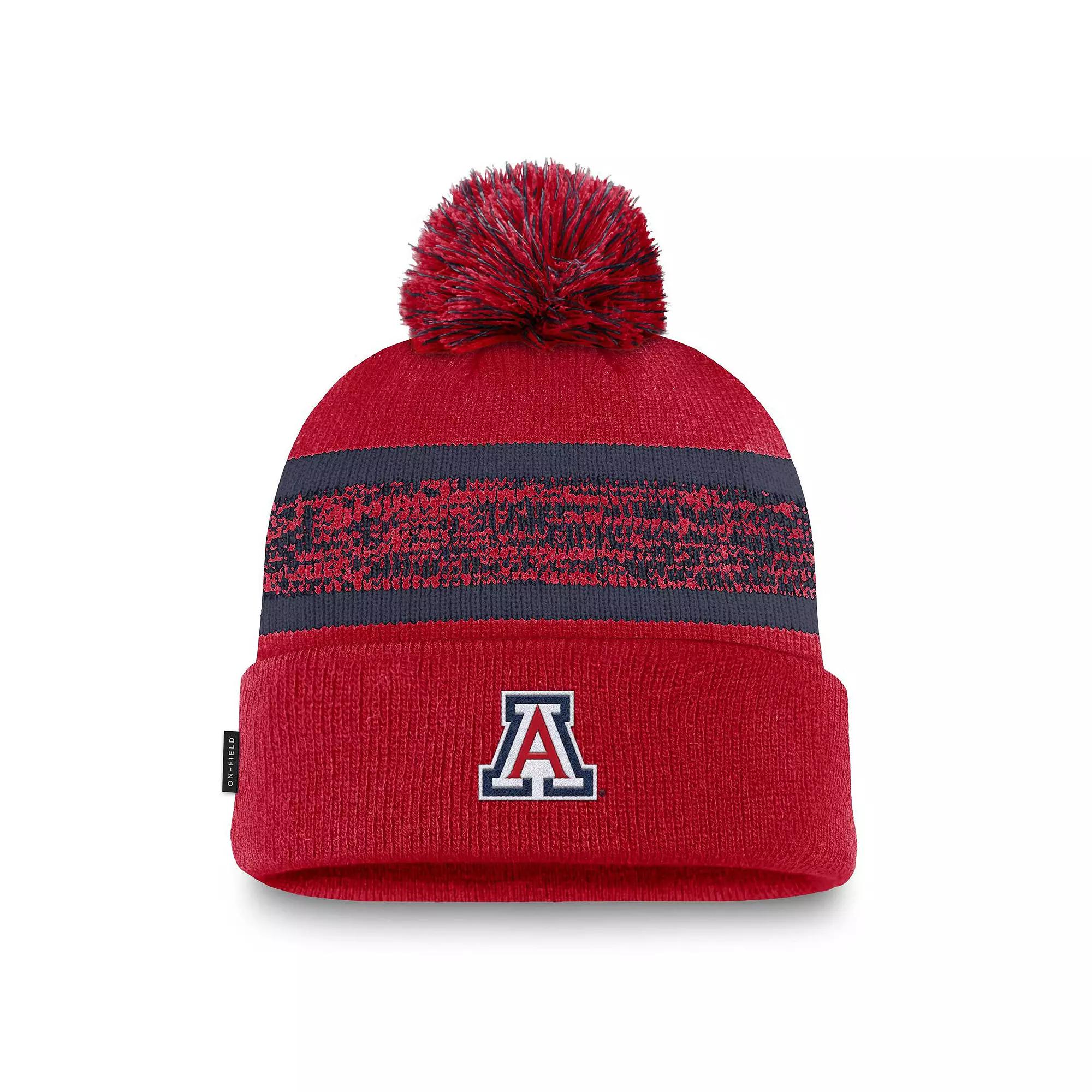 Men's Nike Red Arizona Wildcats On-Field Peak Cuffed Knit Hat with Pom Product Image