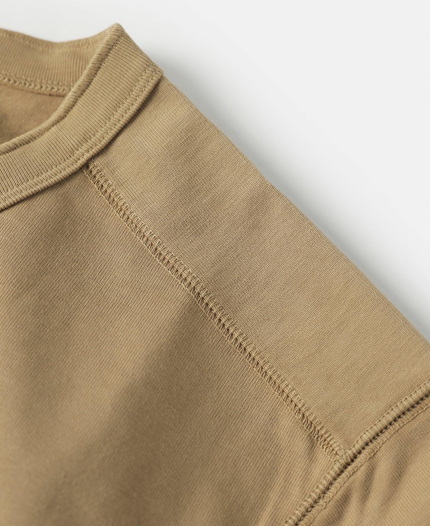 10.6 oz Cotton Short Sleeve Henley T-Shirt - Khaki Product Image