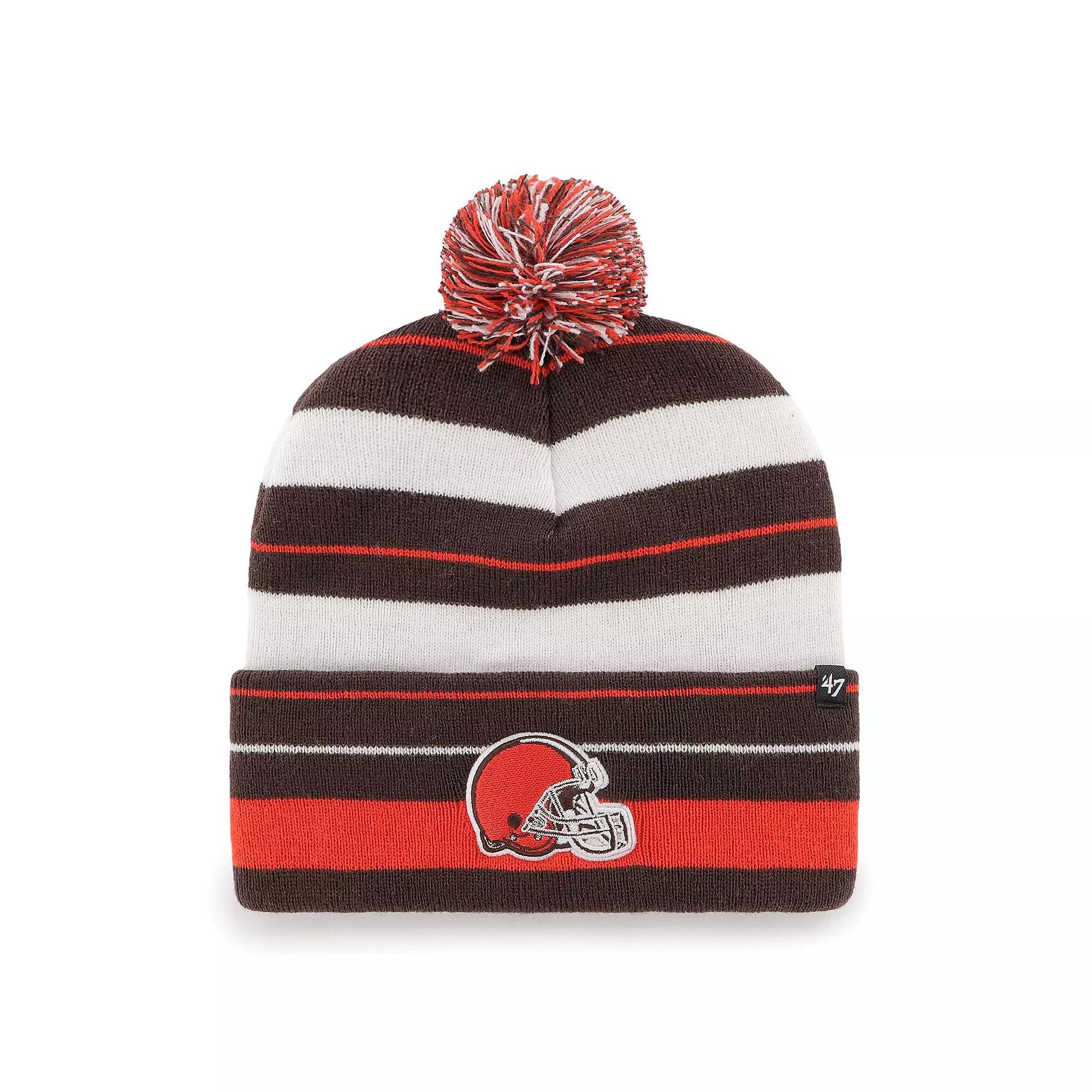 Men's '47 Brown Cleveland Browns Powerline Cuffed Knit Hat with Pom Product Image