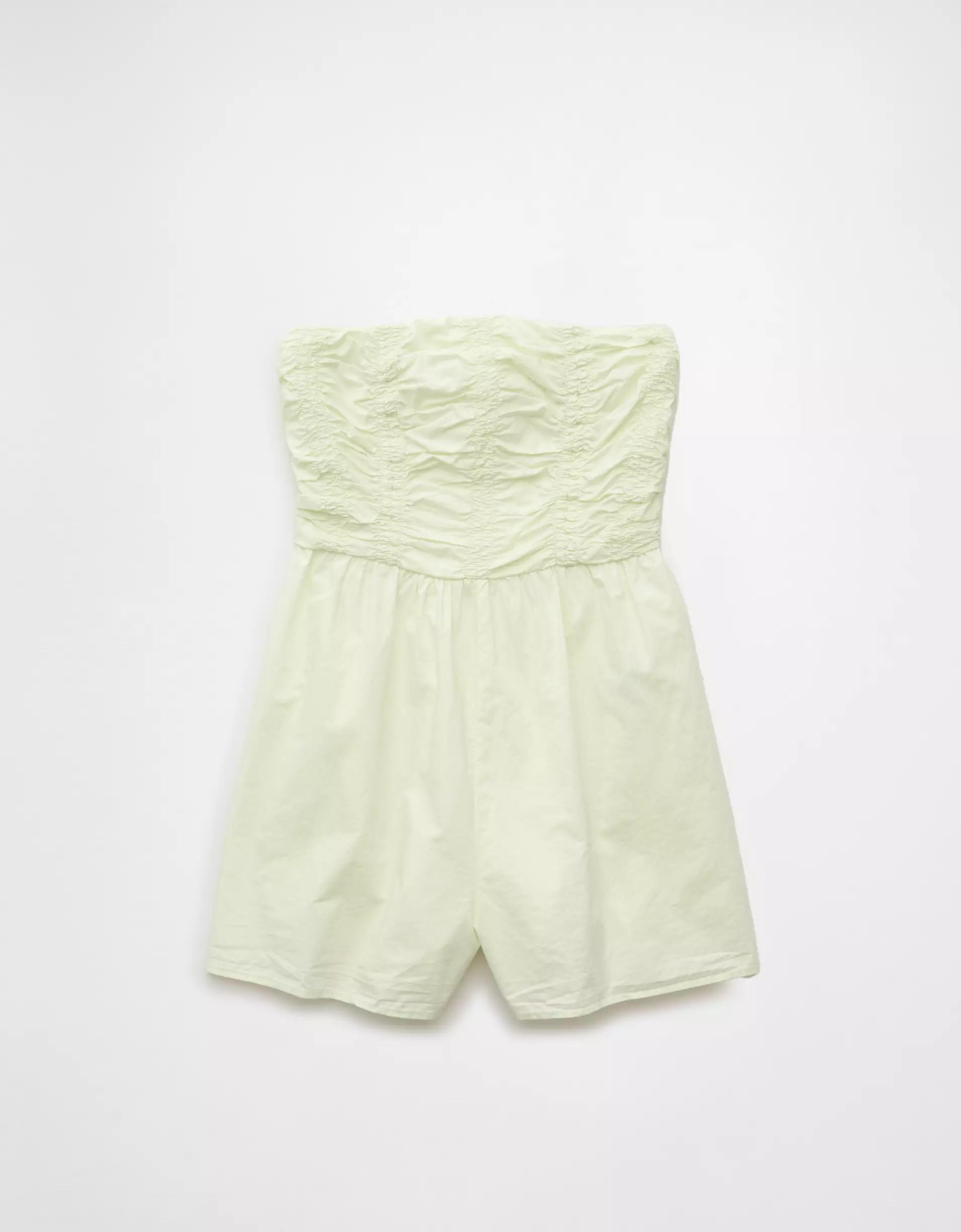 AE Strapless Ruched Bodice Romper Product Image