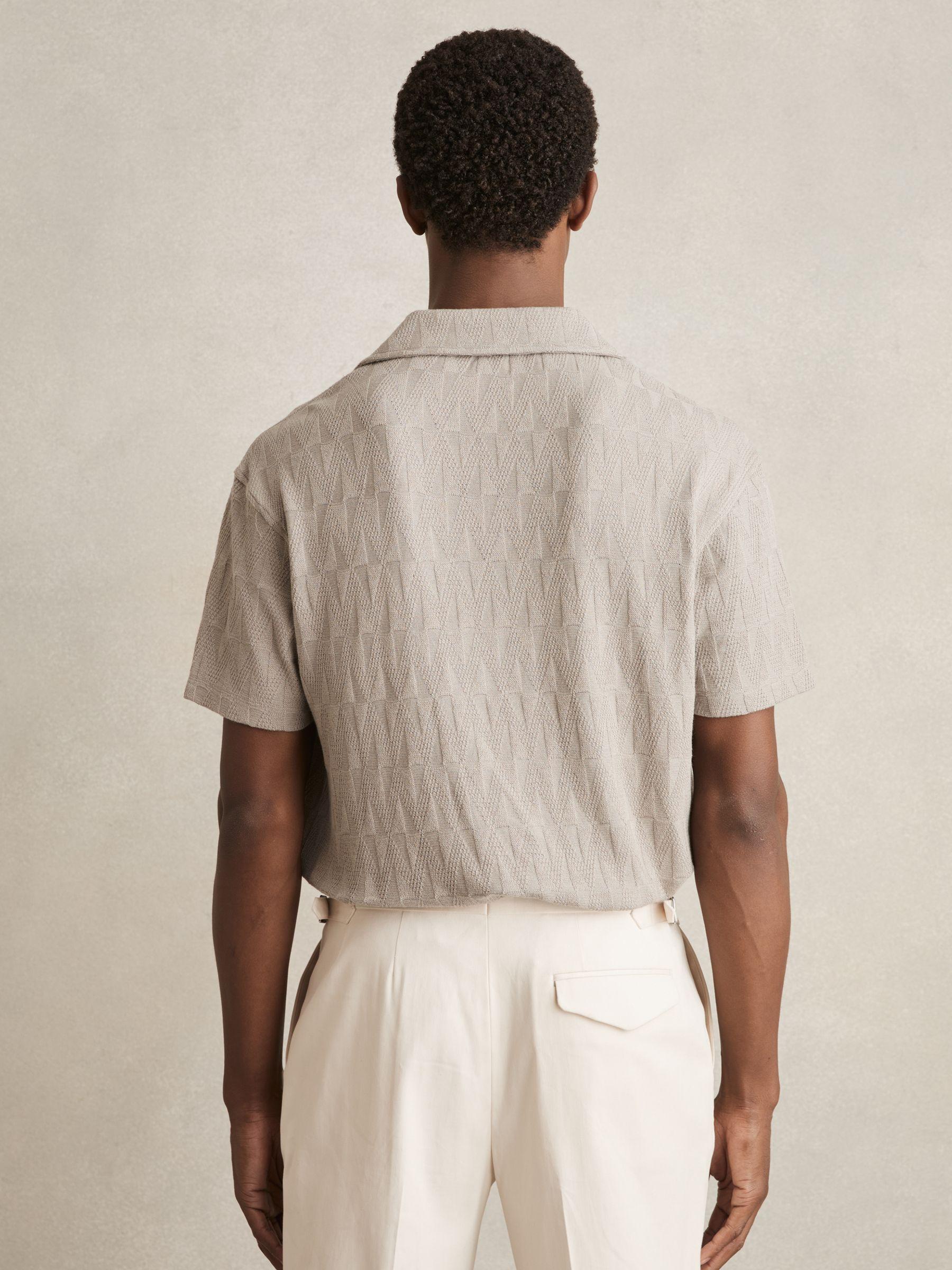 Cotton Textured Cuban-Collar Shirt in Mink Brown Product Image