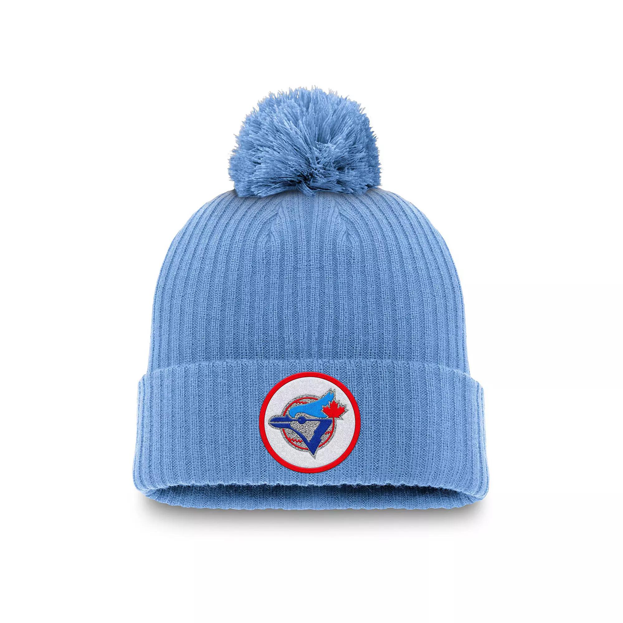 Men's Nike Powder Blue Toronto Blue Jays Cooperstown Collection Patch Cuffed Knit Hat with Pom, Jay Light Product Image
