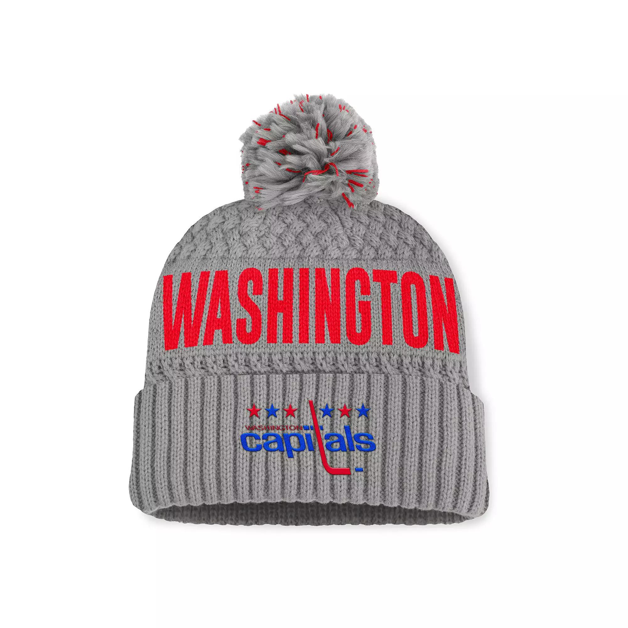 Women's Fanatics Gray Washington Capitals Heritage Tilly Cuffed Knit Hat with Pom, Grey Product Image