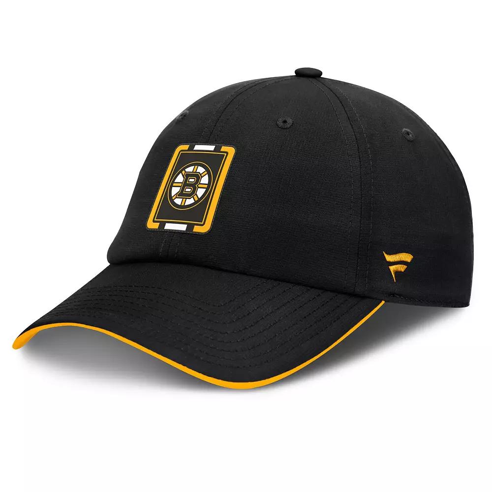 Men's Fanatics Black/Gold Boston Bruins Authentic Pro Ripstop Adjustable Hat Product Image
