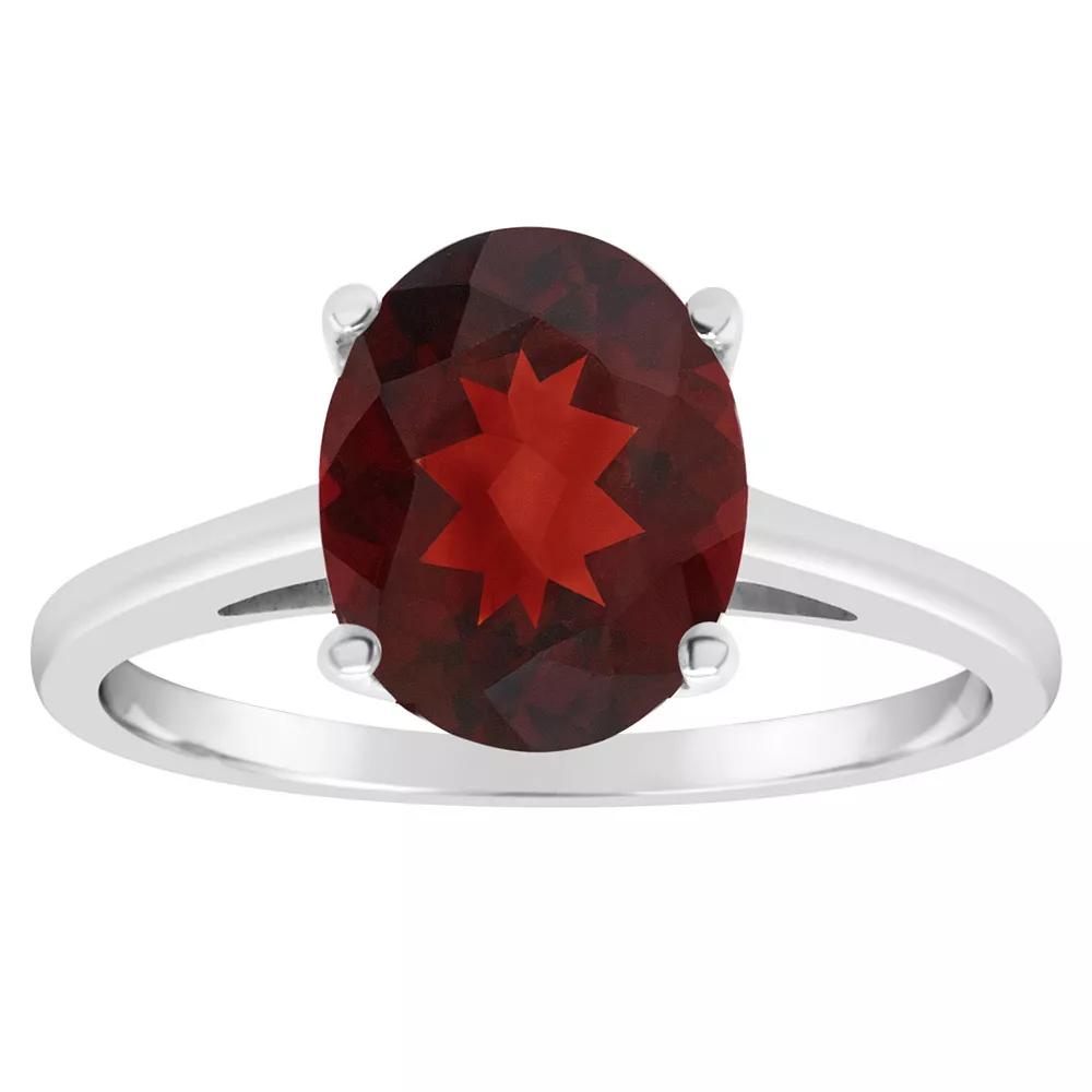 Alyson Layne 14k Gold Oval Garnet Solitaire Ring, Women's, Size: 6, 14k White Gold Product Image