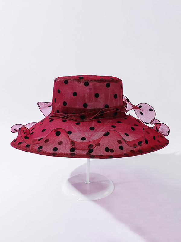 Flower Shape Gauze Polka Dot See-Through Split-Joint Sun Hat Product Image
