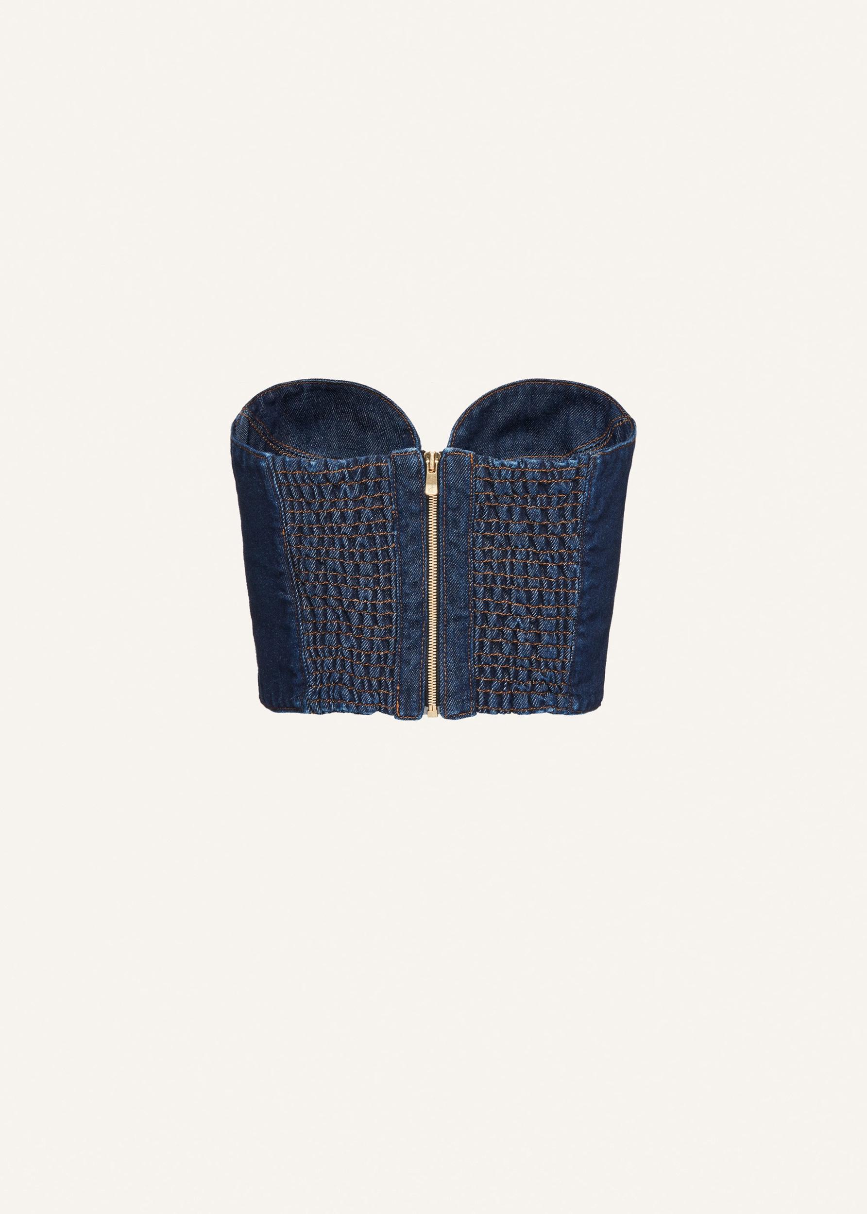 Denim corset top in indigo Product Image