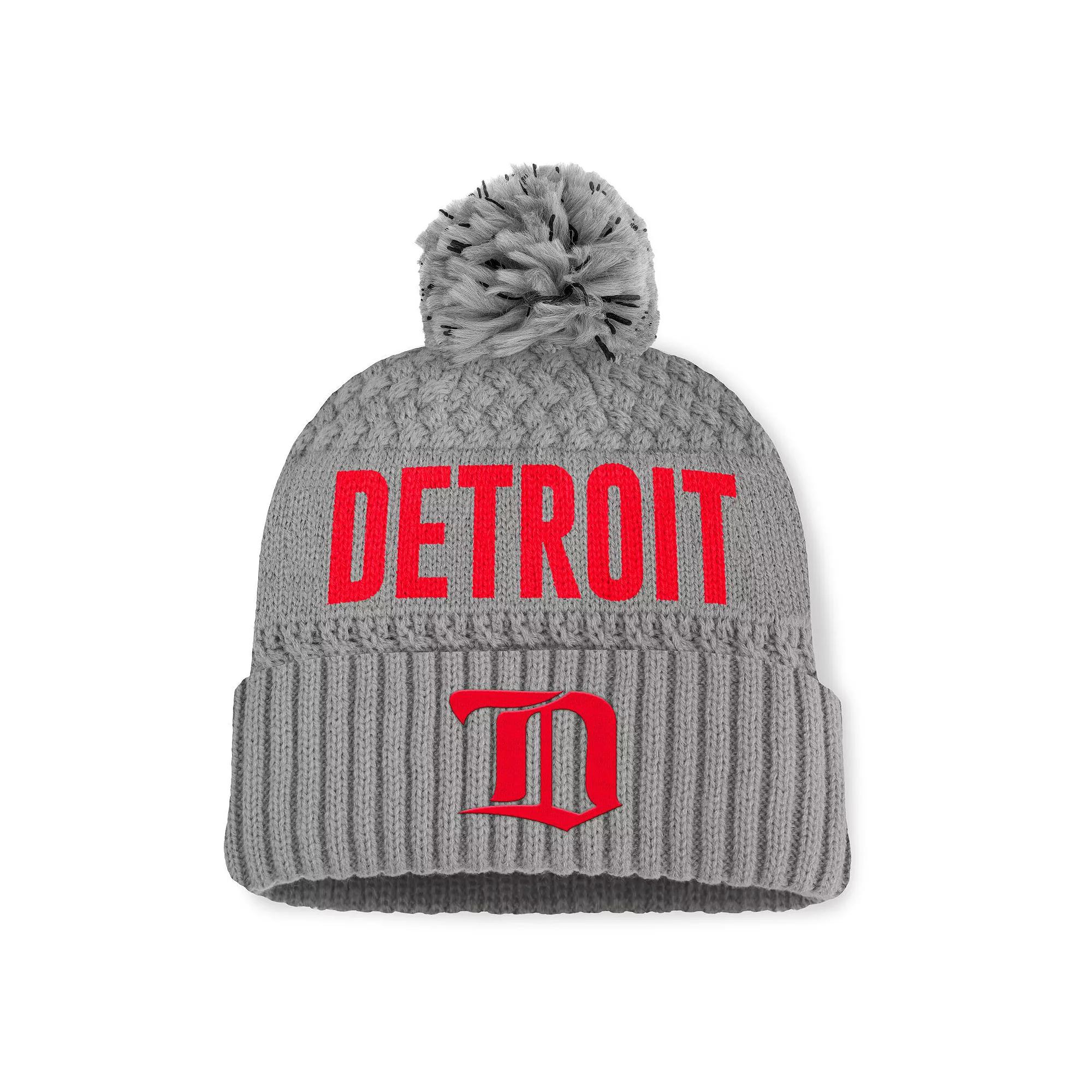 Women's Fanatics  Gray Detroit Red Wings Heritage Tilly Cuffed Knit Hat with Pom, Grey Product Image
